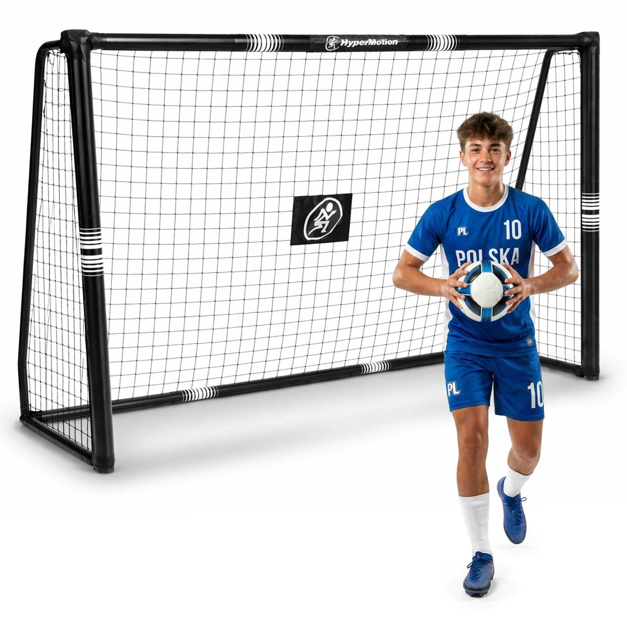 HyperMotion Portería de fútbol para jardín y ocio, acero negro, 240 x 160 cm