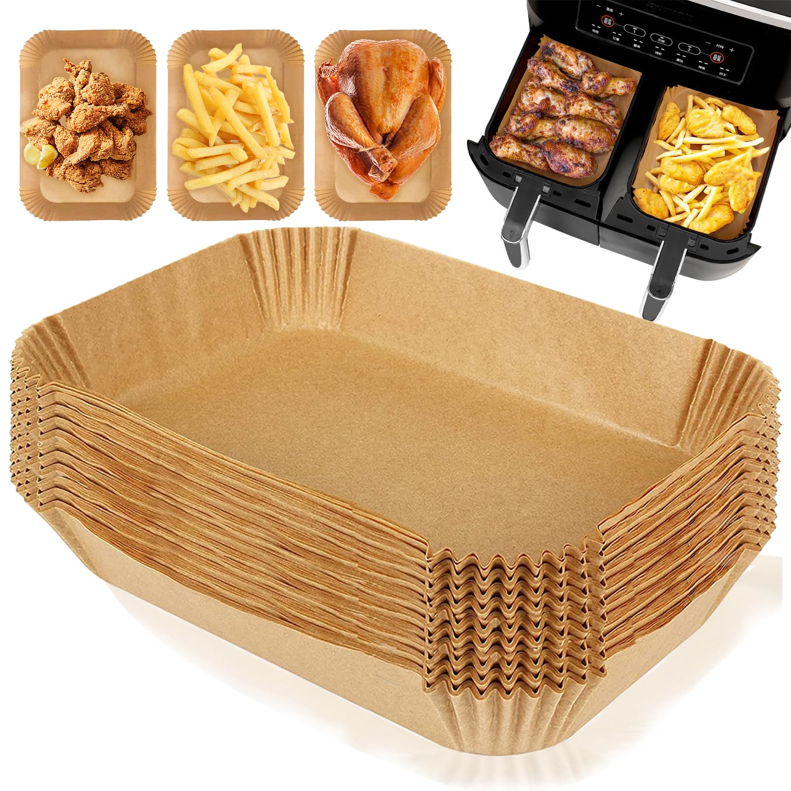 150 Stück Backpapier für Ninja Airfryer, kompatibel mit Dual Zone Geräten, für AF300EU, AF400EU und weitere Modelle (22 