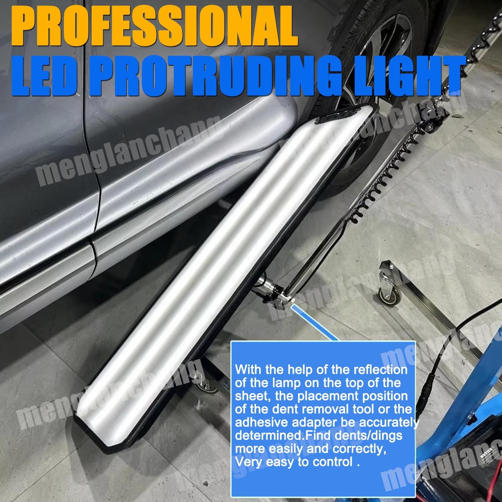 LáMpara Pdr Para Abolladuras De Coche Con Panel De Luz Grande (95×26Cm), 6 Ajustes De Luz, Herramienta De ReparacióN De Abolladuras Sin Pintura, Herramienta Con Soporte Ajustable Blue