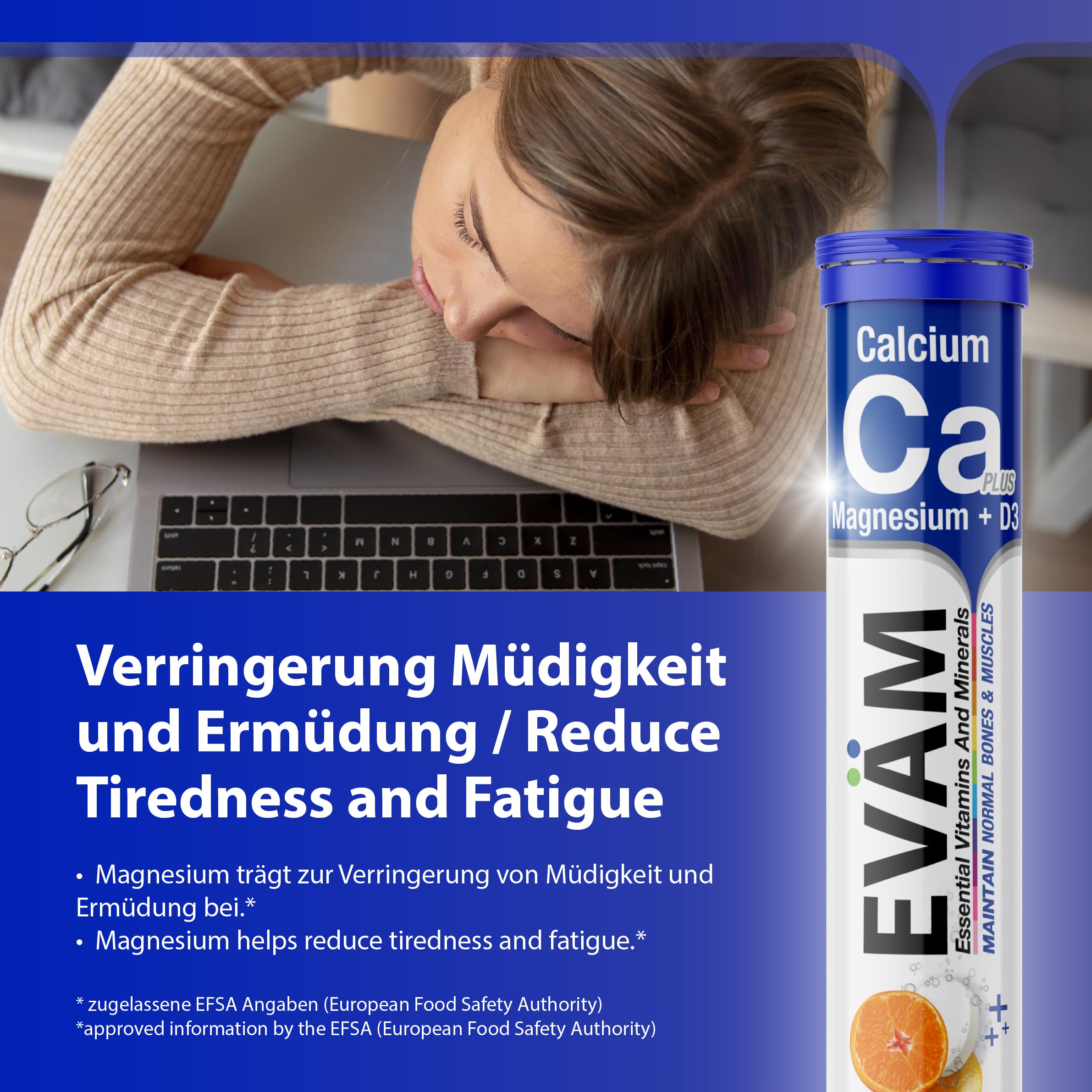 Calcium Magnesium D3 Brausetabletten I Geschmack Mandarine I 24x 15 Stück I Nahrungsergänzungsmittel zur Unterstützung von Knochen und Muskeln I für Vegetarier geeignet I Made in Germany