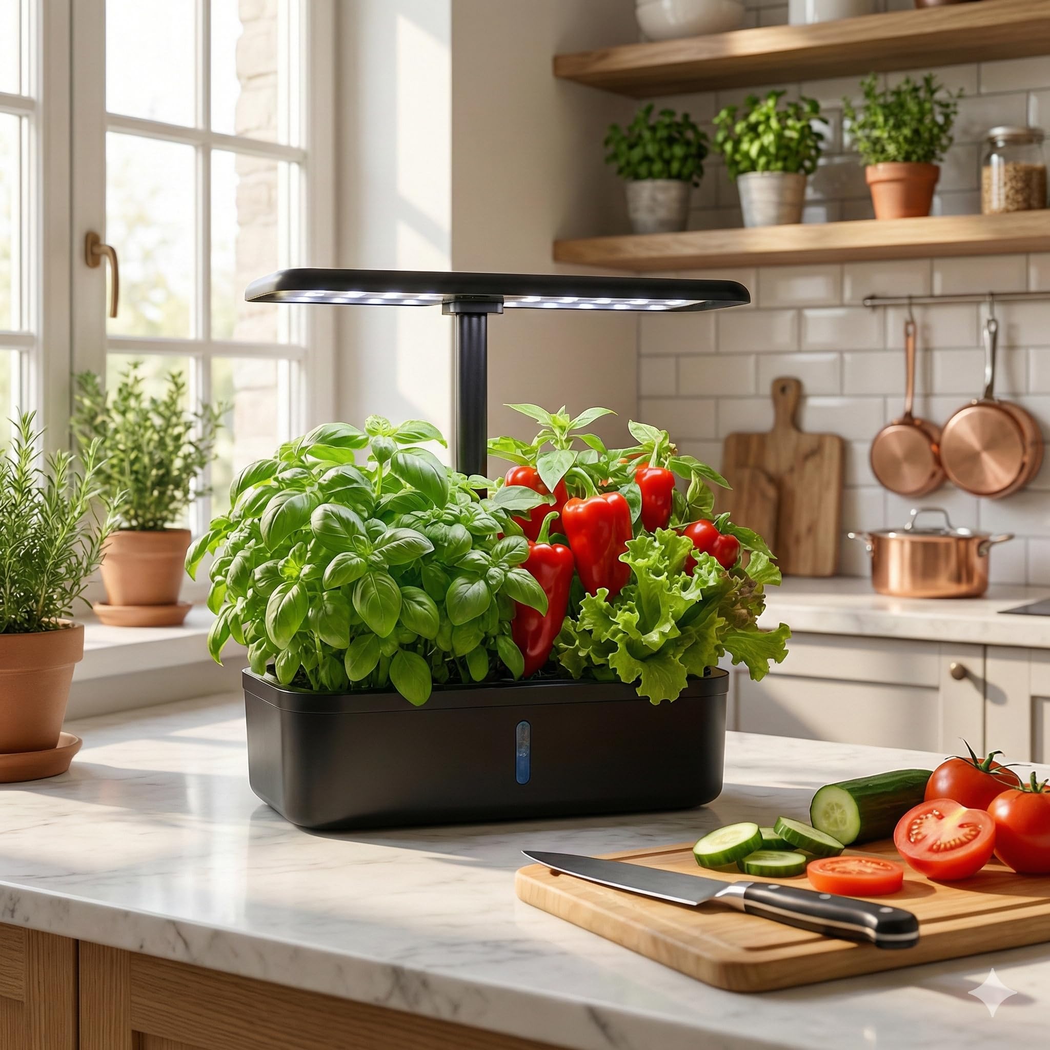 F.B Sistema de Cultivo Hidropónico Kit de Cultivo Interior con Iluminación LED Automática, Huerto Interior con Temporizador Automático, Altura Ajustable (12 Vainas)