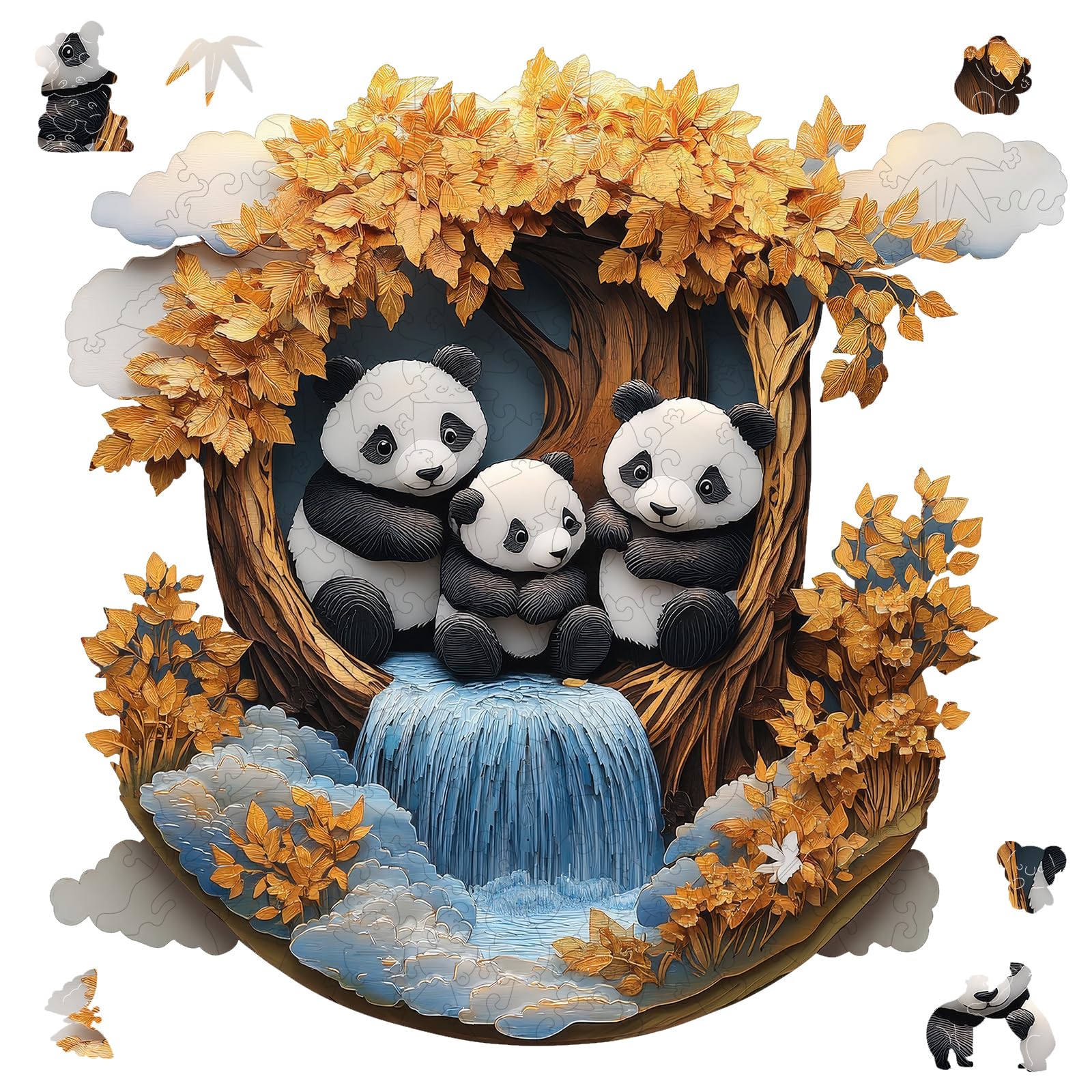 Jiroinlly Wooden Puzzles for Adults 200 Pieces, 3D Vision Panda, Unique Animal Shaped Wood Jigsaw Puzzle for Family and Friends, Home Wall Decor,
