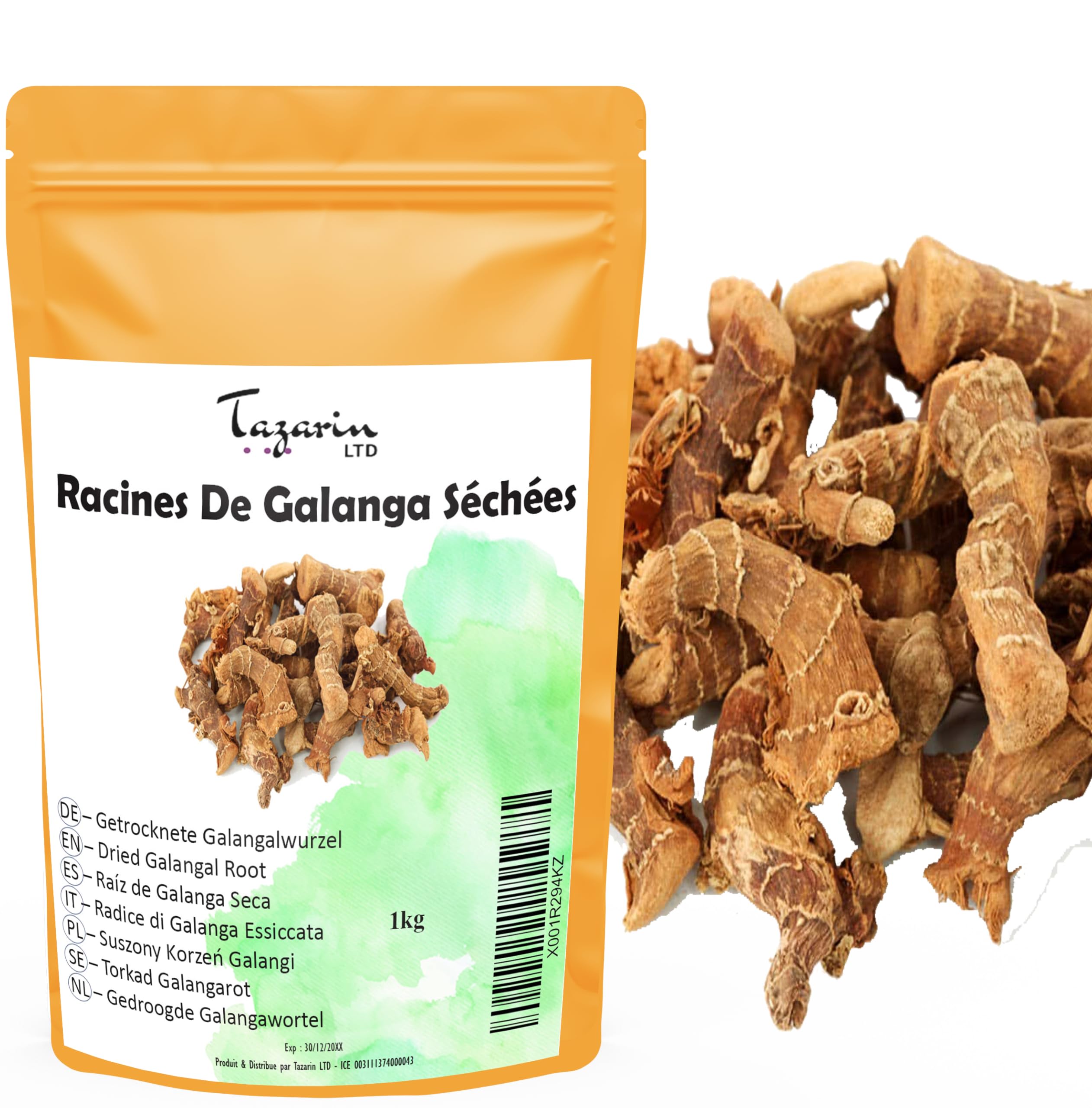 1kg Galangal Root Spice Dried Organic - Galgantwurzel, Galangal Hildegard Von Bingen – alpinia officinarum |100% Natürlich, Rein und Ohne Zusatzstoffe | TazarinLtd