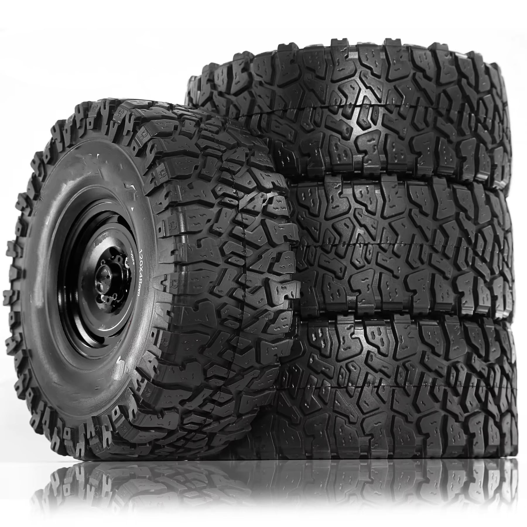 RC Ruote Gomma Compatibile Con Axial Per SCX10 Per TRX4 Per Redcat Gen 8 1/10 RC Crawler 1.9 Pneumatici Mud Slingers 4.7'' 120mm 1.9 Set Di Ruote Beadlock