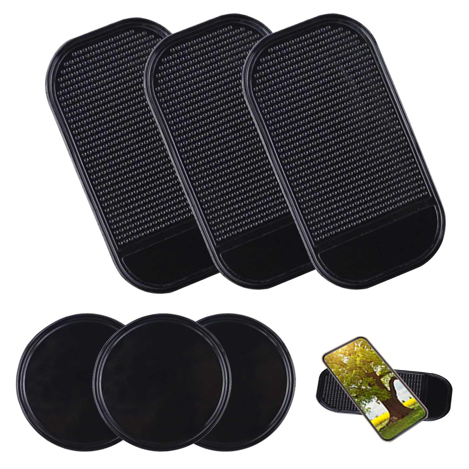 Lot de 6 tapis antidérapants pour tableau de bord de voiture, tapis de fixation en silicone, avec forte adhérence, pour décoration