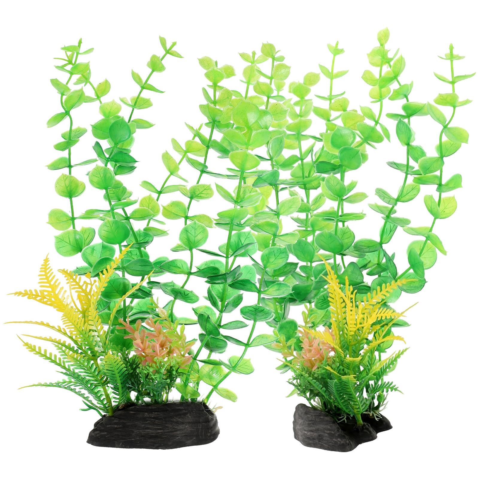 TEHAUX 2pcs Aquarium Grass Artificial Plants Replaceable Fake Aquarium Decor Water-Resistant Plastic Fish Tank Landscaping Accessories for Aquatic