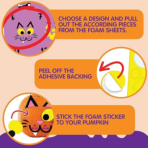 Miniatura 3 de JOYIN 15 paquetes de calcomanías de espuma para decoración de calabazas en 15 diseños, suministros de fiesta de Halloween, regalos de fiesta de