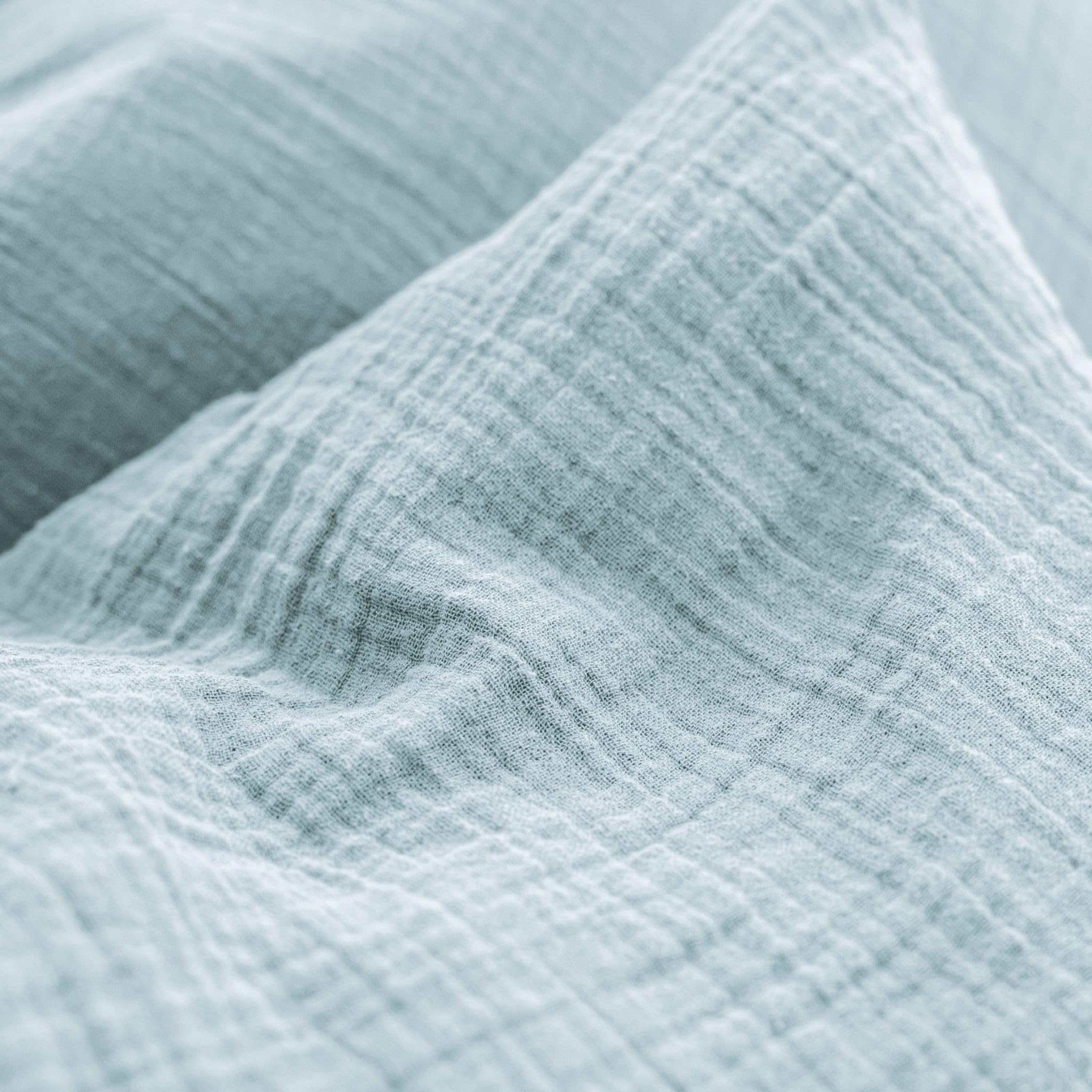 Terre de Nuit - Housse de Couette 240x220 Gaze de Coton Bleu Ciel Terre de Nuit June - Bleu Ciel - Uni - 57 Fils/cm² - Base Droite