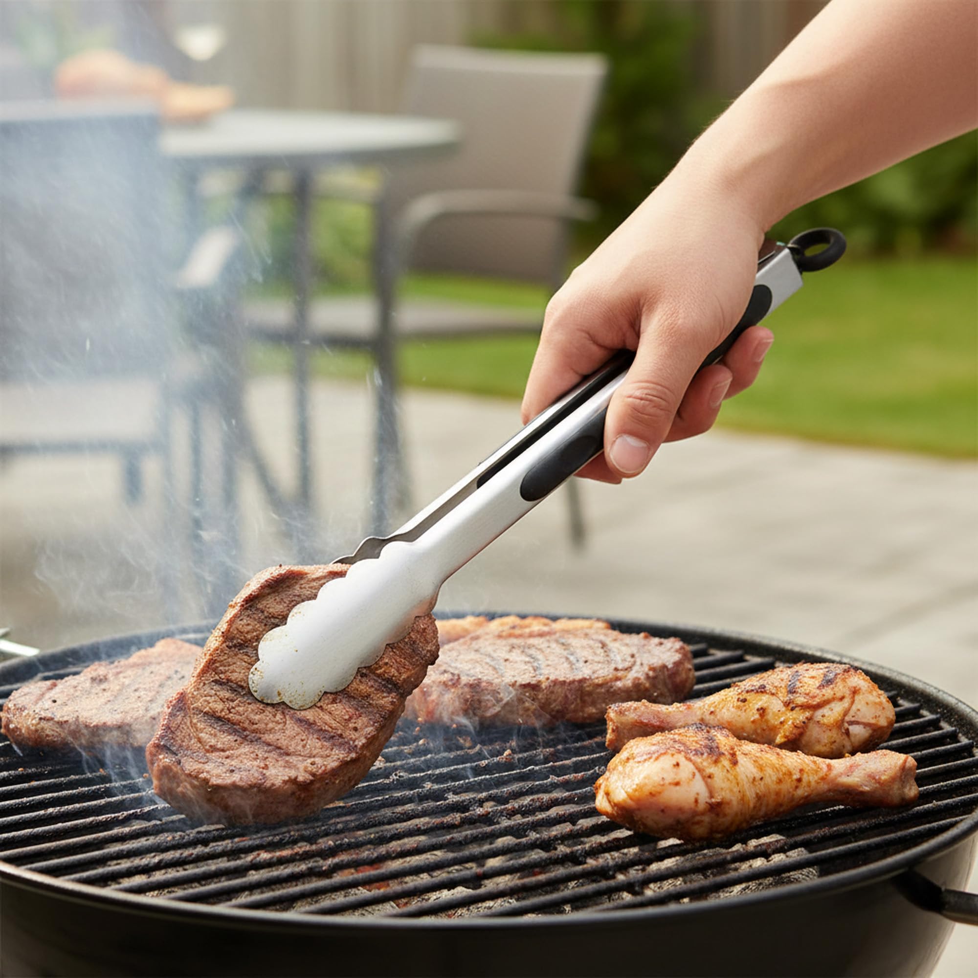 TOPZEA Confezione da 4 pinze da barbecue in acciaio inox