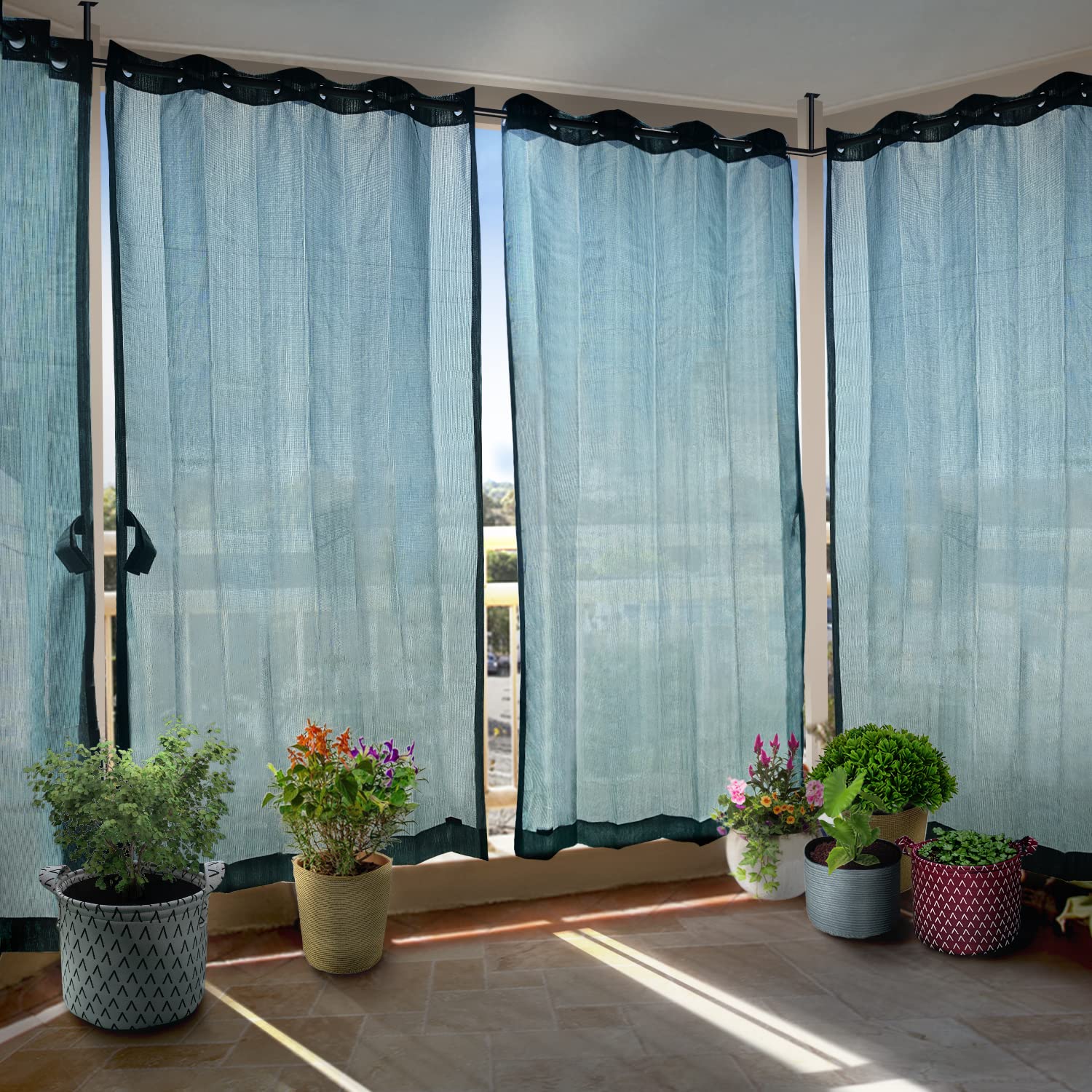 Outdoor Sun Blocking Balcony Curtains - Beige -17