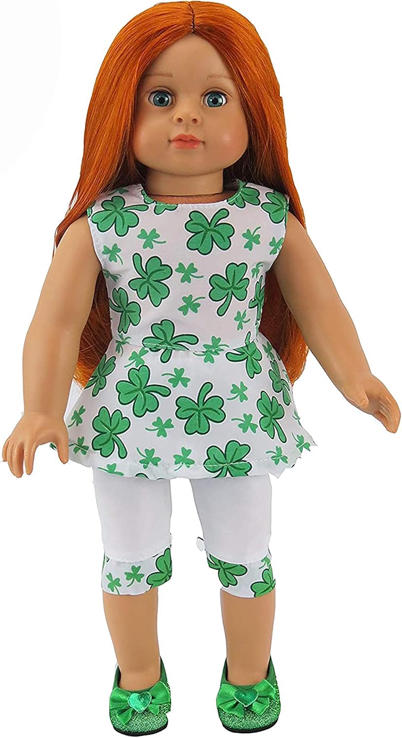 American Fashion World St. Patrick’s Day Outfit for 18-Inch Dolls | Headband and Shoes Included | Premium Quality & Trendy Design | Dolls Clothes | Outfit Fashions for Dolls for Popular Brands