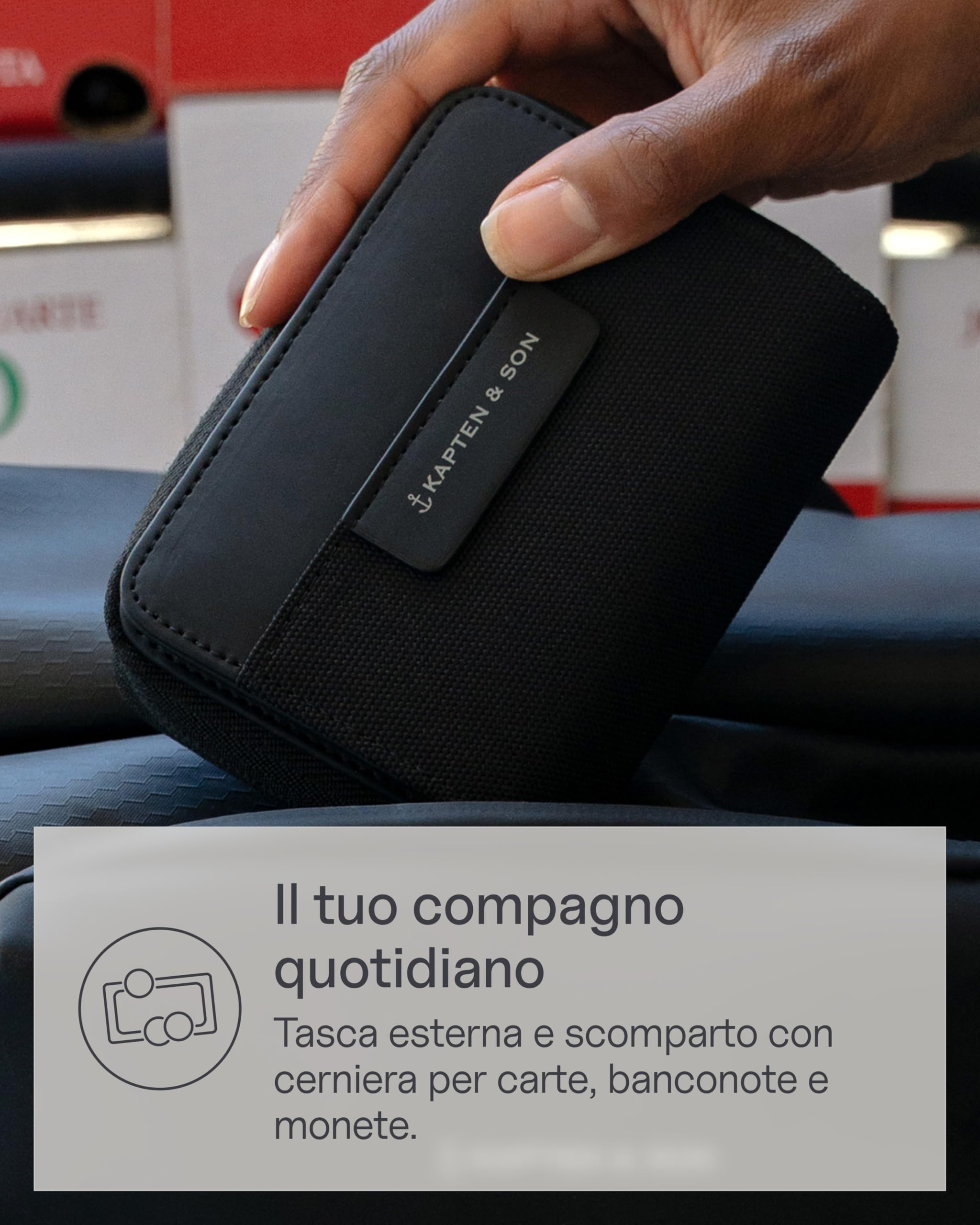 Kapten & Son Portafoglio Donna | Bergen Pro Wallet Small All Black | Portafoglio donna piccolo nero | Borsellino donna piccolo con 8 scomparti per carte e un scomparto portamonete | 9,5x11,5x3,5 cm