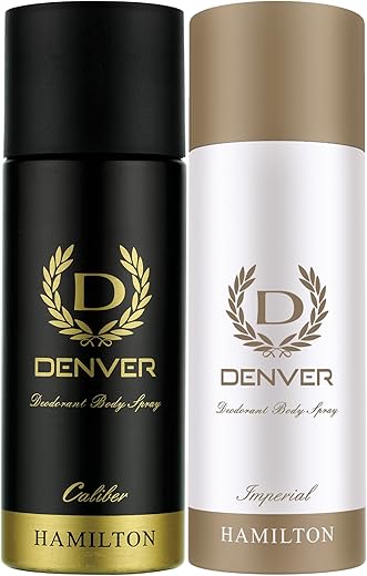 Denver Deodorant Body Spray Caliber and Imperial for Men, 165ml each (Pack of 2)