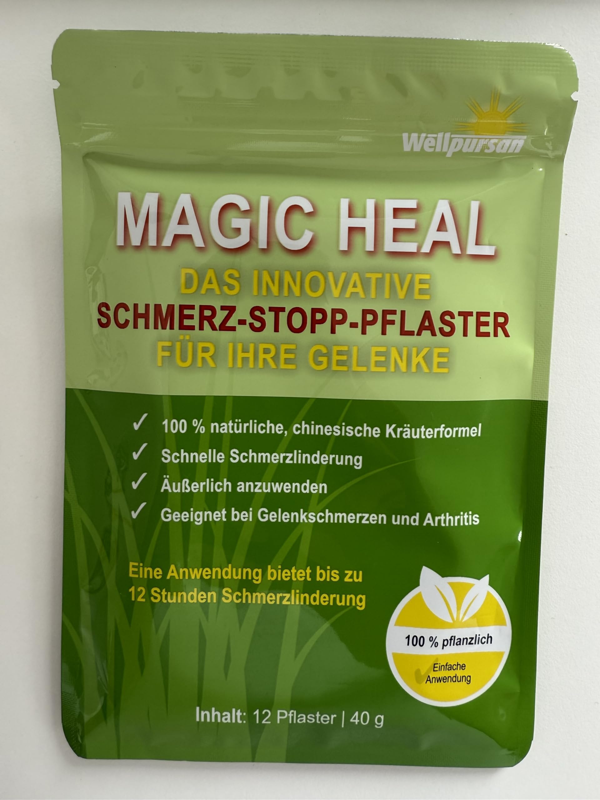 Wellpursan Magic Heal Gelenk Pflaster (24 x) – wärmendes Schmerzpflaster für Gelenke und Knie mit natürlichen Kräutern – Wärme zur Unterstützung bei Gelenkbeschwerden und Verspannungen