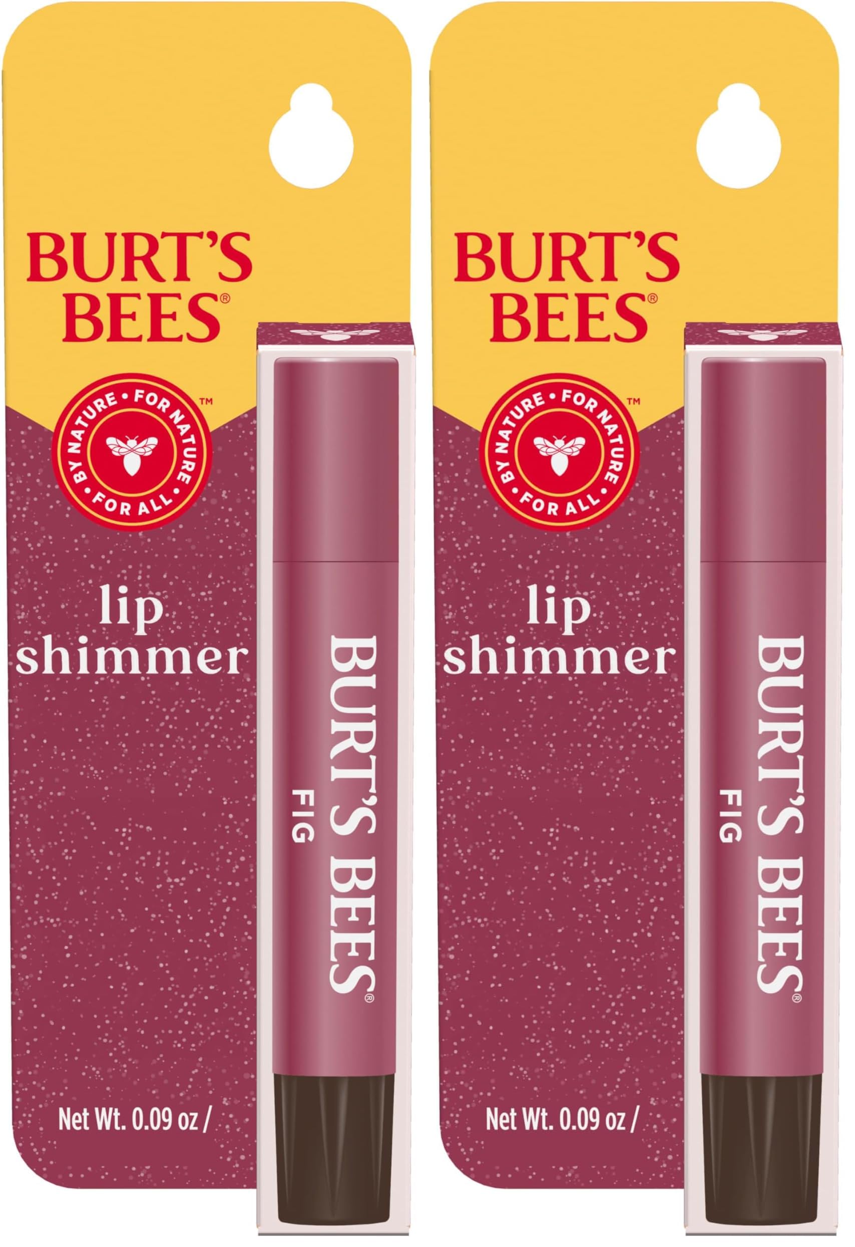 Burt's Bees Shimmer Lip Tint, Tinted Lip Balm Stick, Moisturizing for All Day Hydration with Natural Glowy Pigmented Finish & Buildable Color, Fig, 1 Tube, 0.09 oz. (Pack of 2)