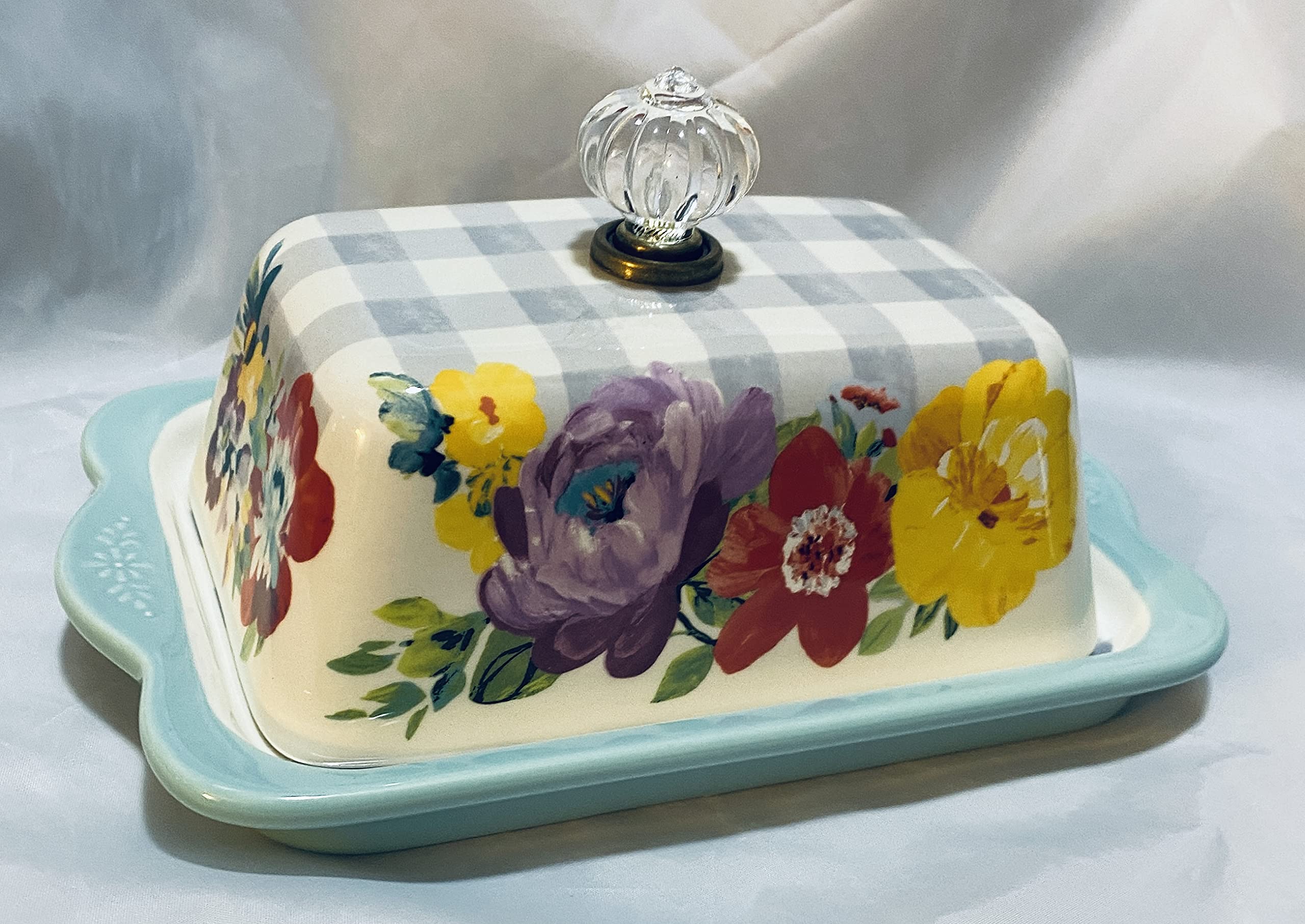 NANQUAN The Pioneer Women Sweet Romance Ceramic Double Stick Butter Dish
