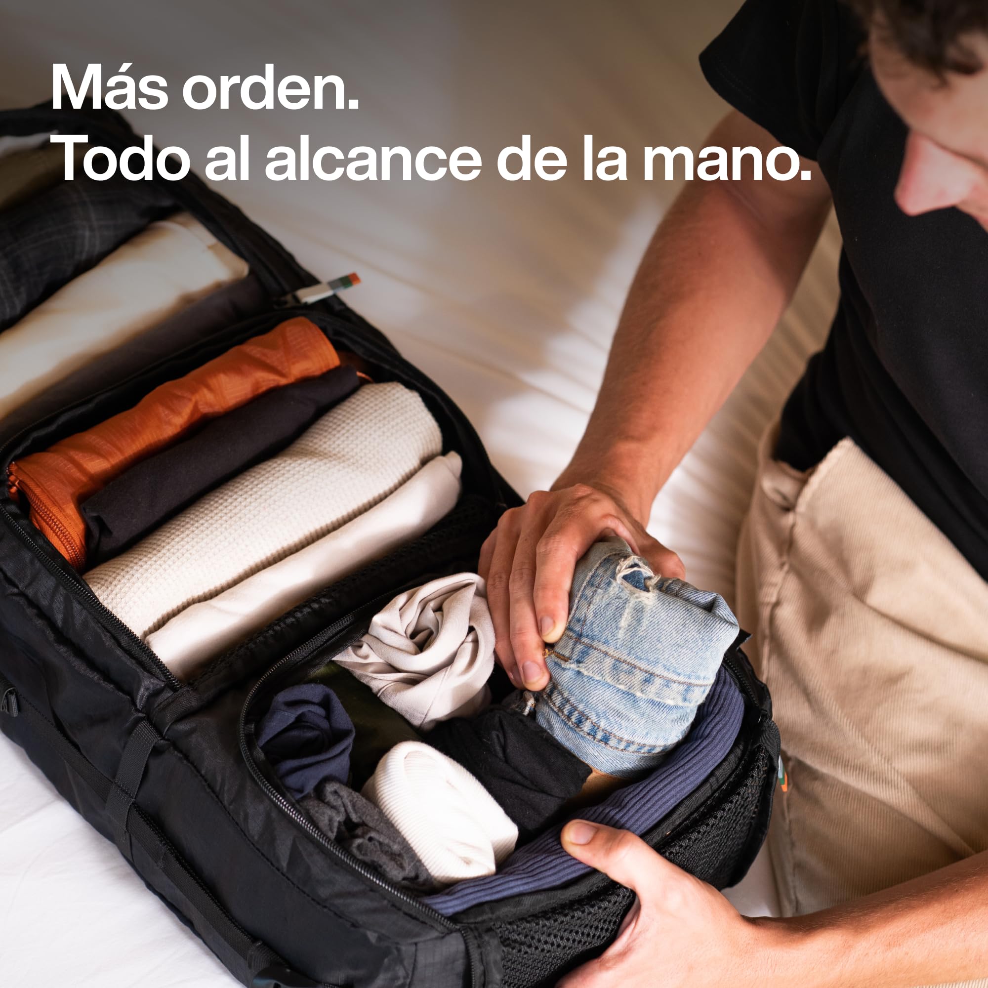 TRAVEL DUDE Organizador de maletas colgante, Organizador Maleta con Compresión, Hanging Packing Cube de Viaje, Cubo de embalaje colgante para mochila, Maletas portátiles de viaje (Negro)