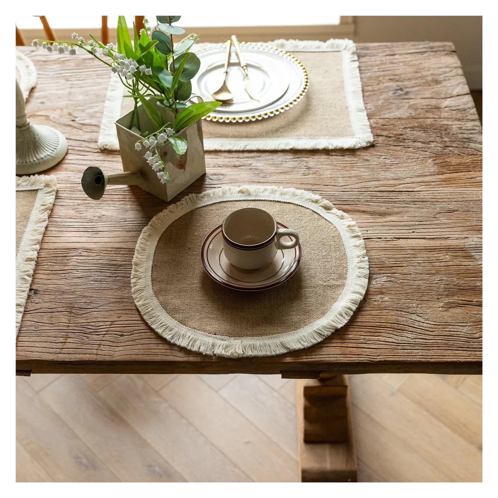 Decorazioni per la tavola, tovagliette, Tappetino da Cucina/Pranzo 2 Pezzi Intrecciato Resistente al Calore Stile Rustico Tessuto Naturale