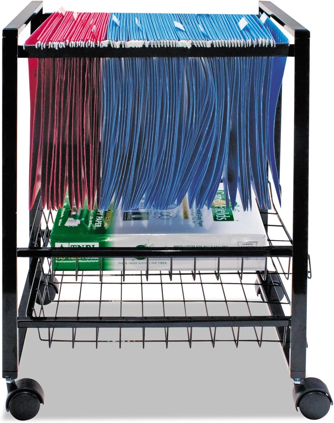 ADVANTUS 34075 Mobile File Cart w/Sliding Baskets, 15w x 12-7/8d x 20-7/8h, Black