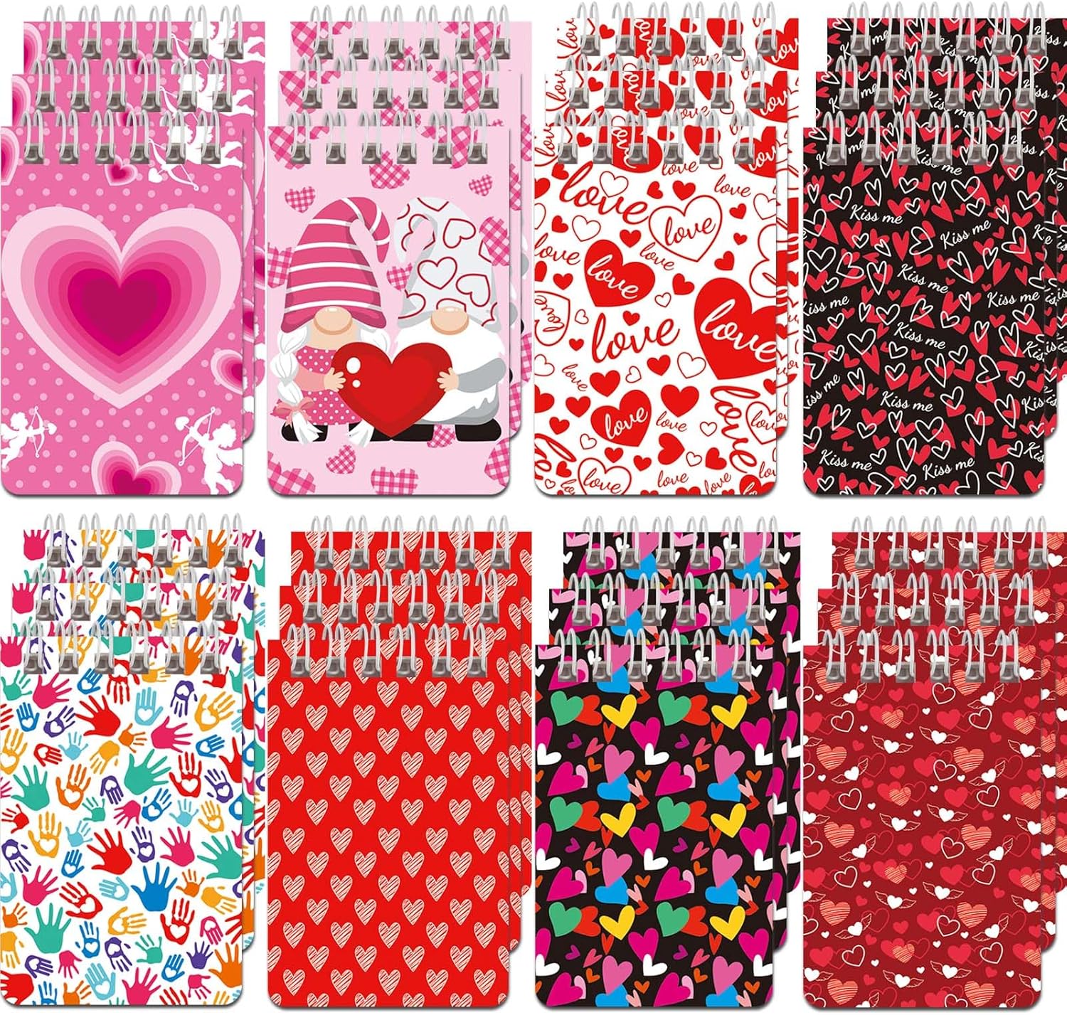 AUGSUN 24Pack Valentine Notepad Spiral Mini Valentines Day Notepads 8