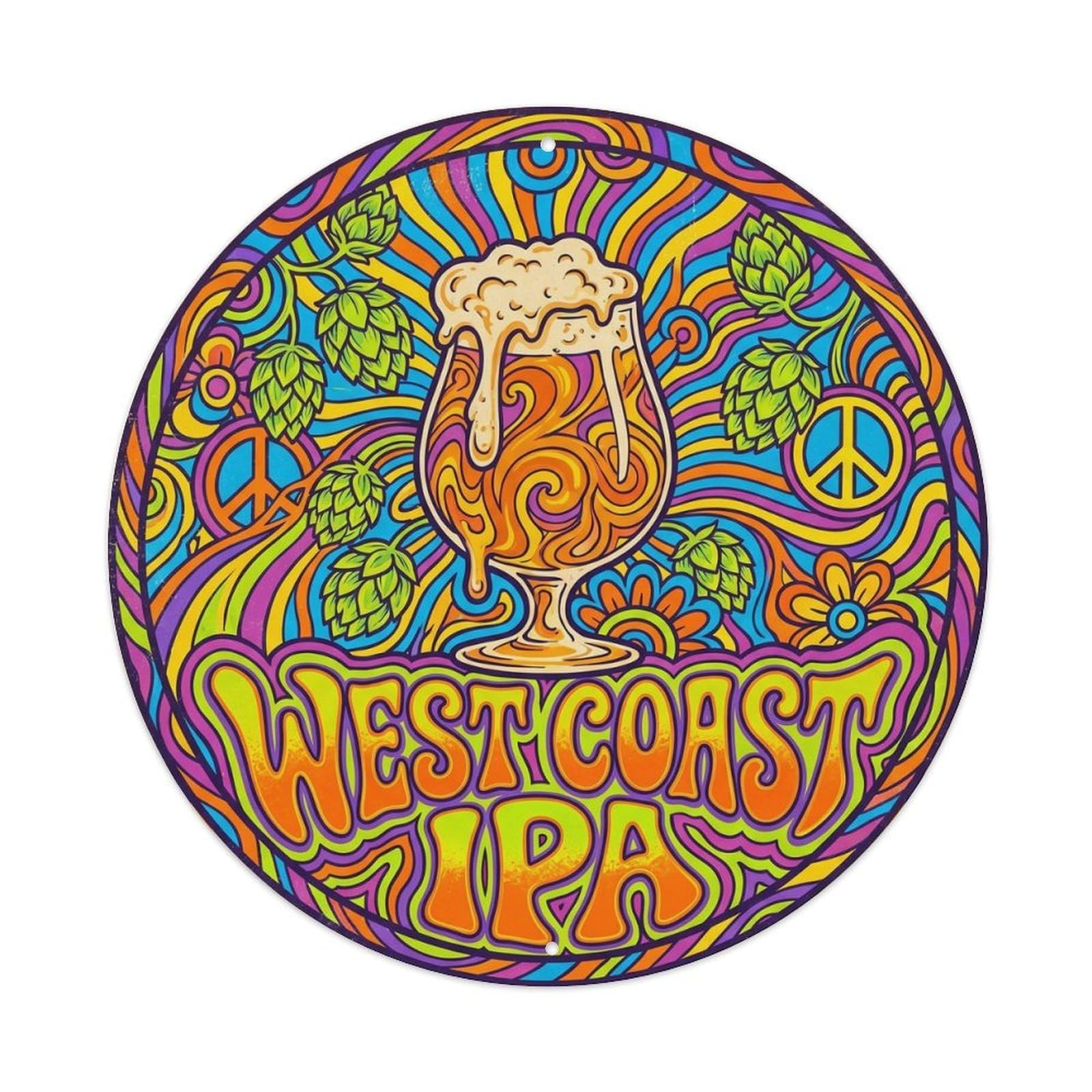West Coast IPA Old School Craft Beer Brewery Keg Tap Metal Tin Sign