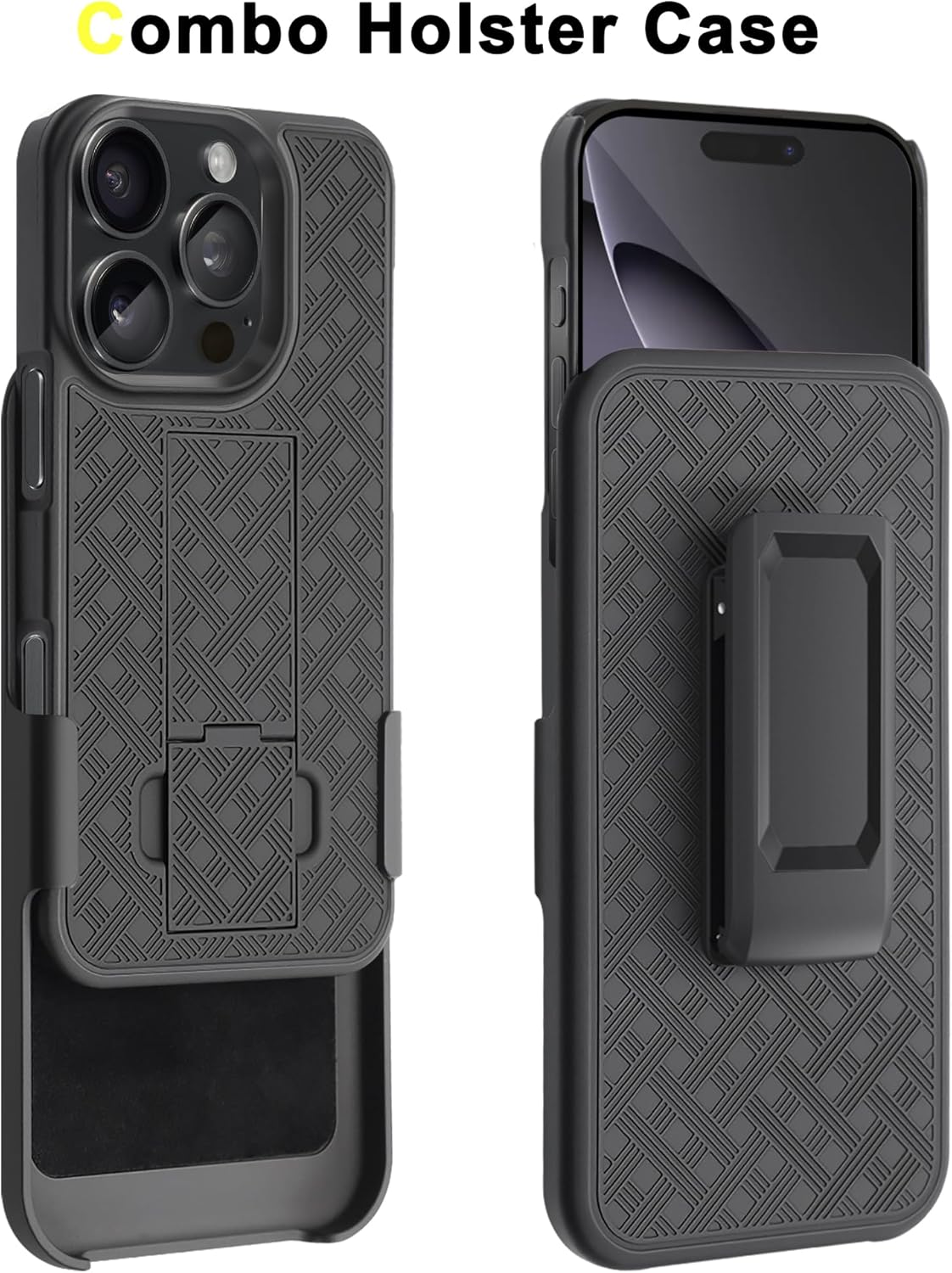 Fingic for iPhone 16 Pro Max Case with Belt Clip Holster Case Slim Combo Shell with Kickstand Swivel Holster Rugged Shockproof Antiscratch Fullbody Protective for iPhone 16 Pro Max,6.9" 2024,Black - Image 2