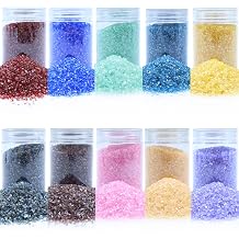 TWINKLING High Luster Crushed Glass, Broken Glass Glitter Pieces Set of 3, Shattered Glass Gems Chips for Resin Art DIY Epoxy Crafts, Nail Art, Geode Painting, Jewelry Making, 2-4mm, 1LB Black
