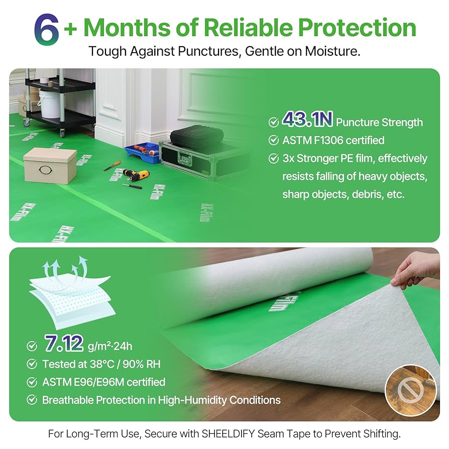 CARPET FLOOR PROTECTOR 60micron Film Roll Clear Self Adhesive Paint Protection £13.49 - PicClick UK