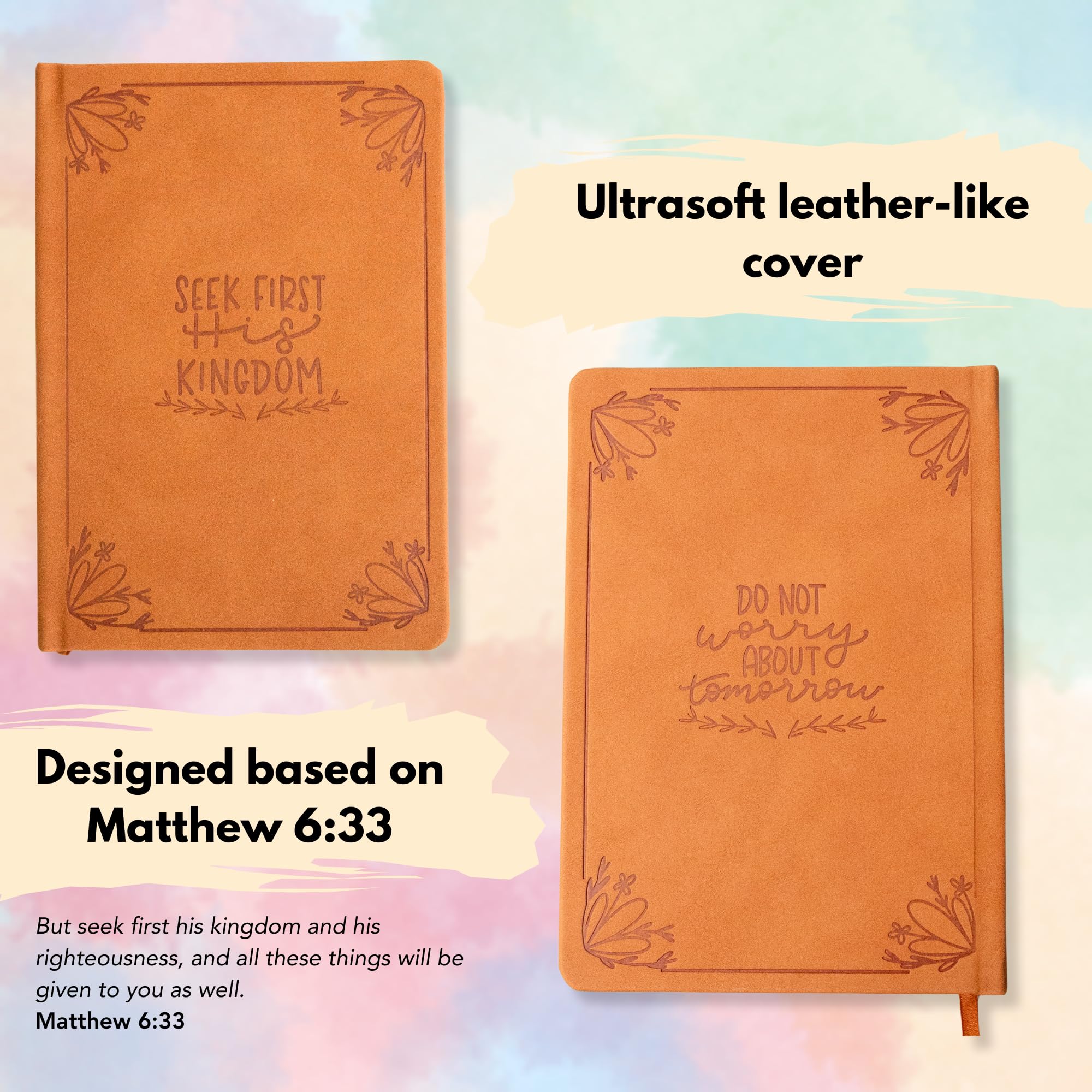 Elly and Grace Diario de la Biblia – Diario diario de oración, suministros de diario bíblico para estudio bíblico, diario de gratitud – 8.5 x 5.5 pulgadas – Diario forrado de 150 páginas (busca