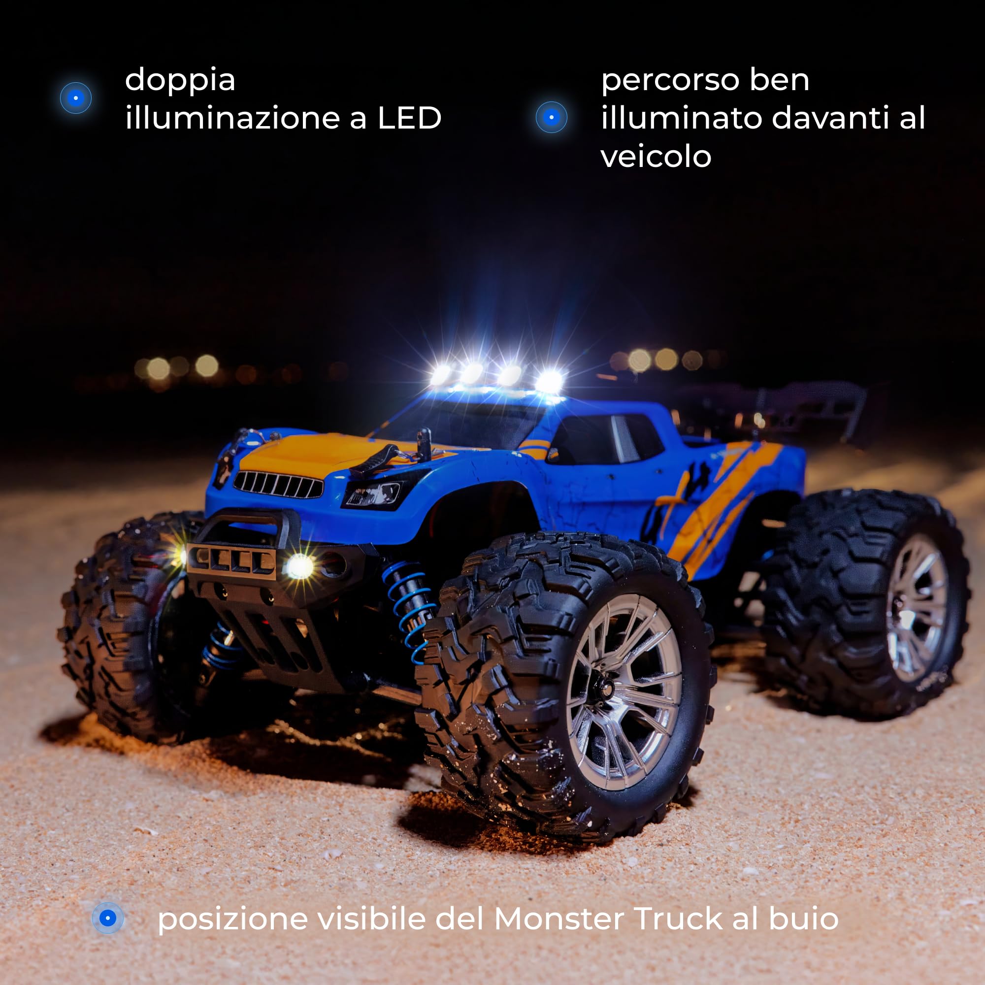Overmax X-Shard Auto radiocomandata 4WD 1:16 fuoristrada fino a 30 km/h, con limitatore di velocità, 2,4 GHz RC Monster Truck con azionamento in metallo, ammortizzatori, portata 90 m, per bambini dai