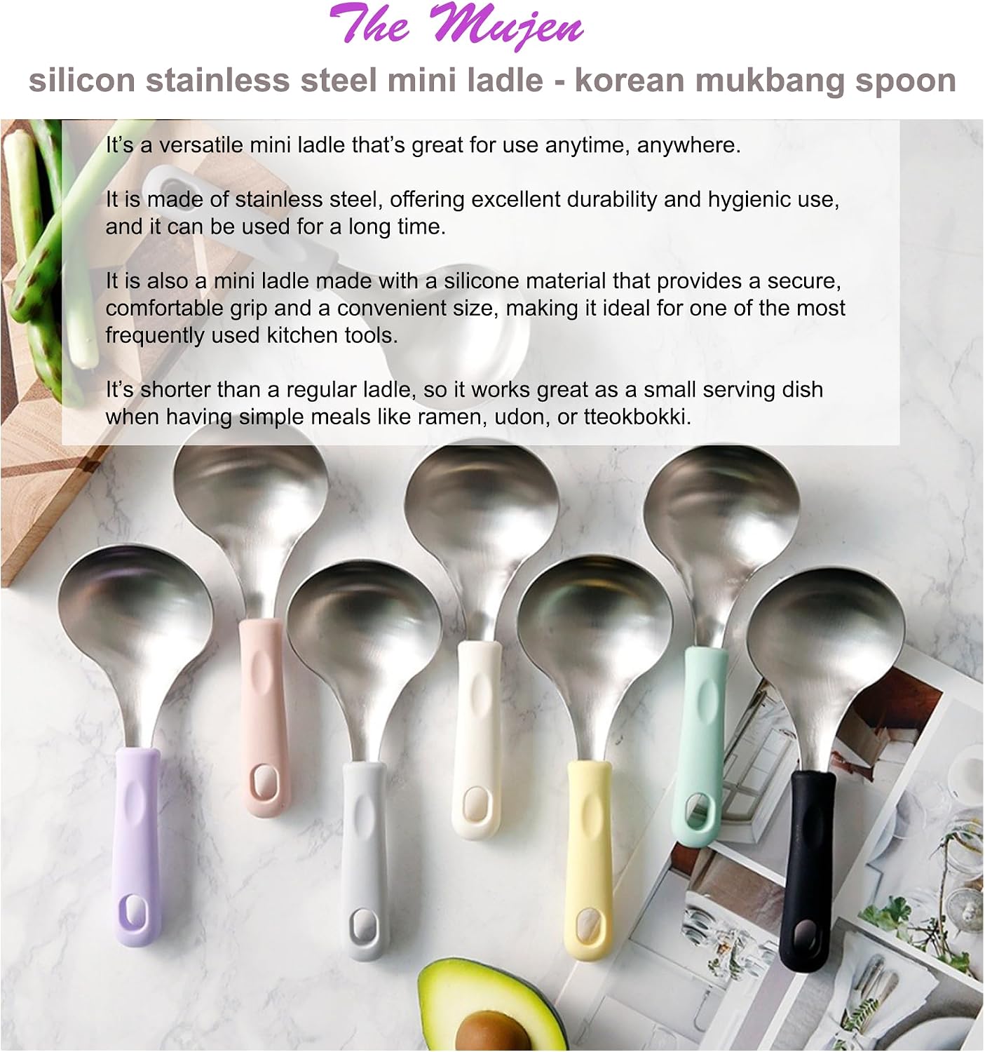 Korean Serving Spoon Stainless Steel Ladle 먹방 스푼 미니 국자 image 3