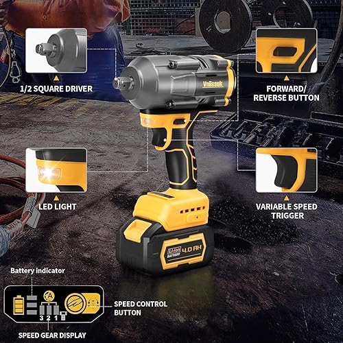 Miniatura 5 de Llave de impacto inalámbrica de 12 pulgada para batería Dewalt de 20 V, destornillador de impacto 10001200N.m, pistola de impacto eléctrica sin