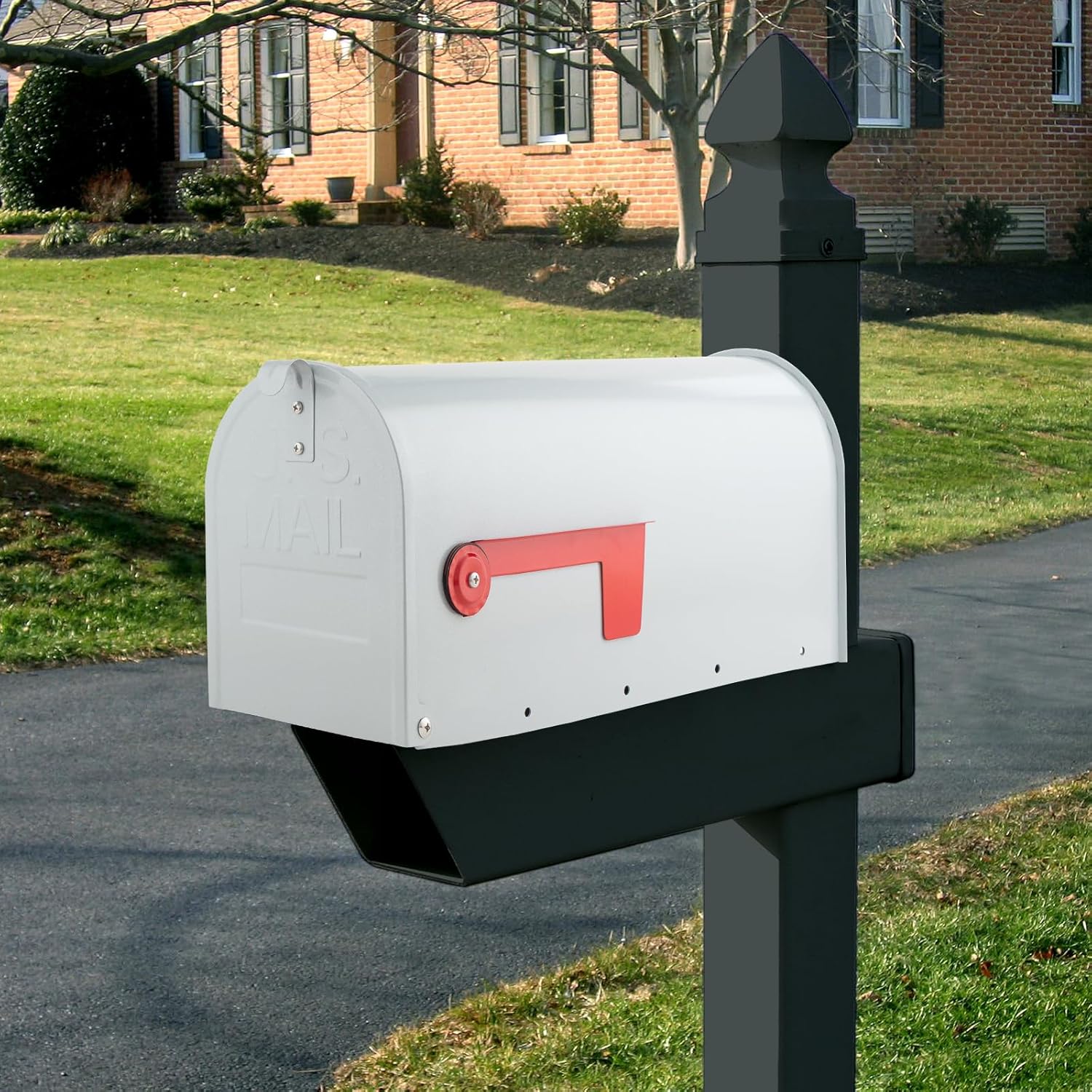 Metal Mailboxes for Outside Post Mount, RAINHOL Residential Mailbox, Galvanized Steel Heavy Duty Outdoor Mail Box, Standard Compacity, 20 x 8.7 x 6.7 inches, Gray