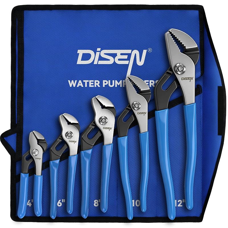 Kit de Alicates de Junta Deslizante DISEN para Encanamento, Automotivo e Manutenção, 4, 6, 8, 10 e 12 polegadas (10,2, 15,2, 20,3, 25,4 e 30,5 cm), 5 peças