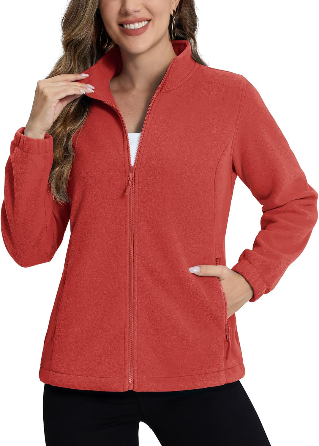 TACVASEN Womens Fleece Zip Up Jacket Women Fleece Jacket Women Full Zip Sweatshirt No Hood Winter Coat Outdoor With Pockets TACVASEN Womens Fleece Zip Up Jacket Women Fleece Jacket Women Full Zip Sweatshirt No Hood Winter Coat Outdoor With Pockets