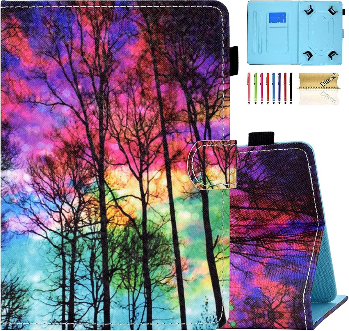 Dteck Tablet Universal Case, Wallet Stand Flip Case for Samsung Galaxy Tab/Onn/Lenovo Tab/Dragon Touch/Vankyo MatrixPad/LG G Pad/Huawei MediaPad/Android Tablet 8 8.3 8.4 Inch, Beautiful Sky