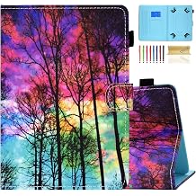 Dteck Universal Stand Wallet Case for Samsung Galaxy/Onn/Lenovo/Dragon Touch/Vankyo MatrixPad/LG G Pad/Huawei MediaPad/Android Tablet 9.6 9.7 10 10.1 10.2 10.3 10.4 10.5 Inch, Beautiful Sky