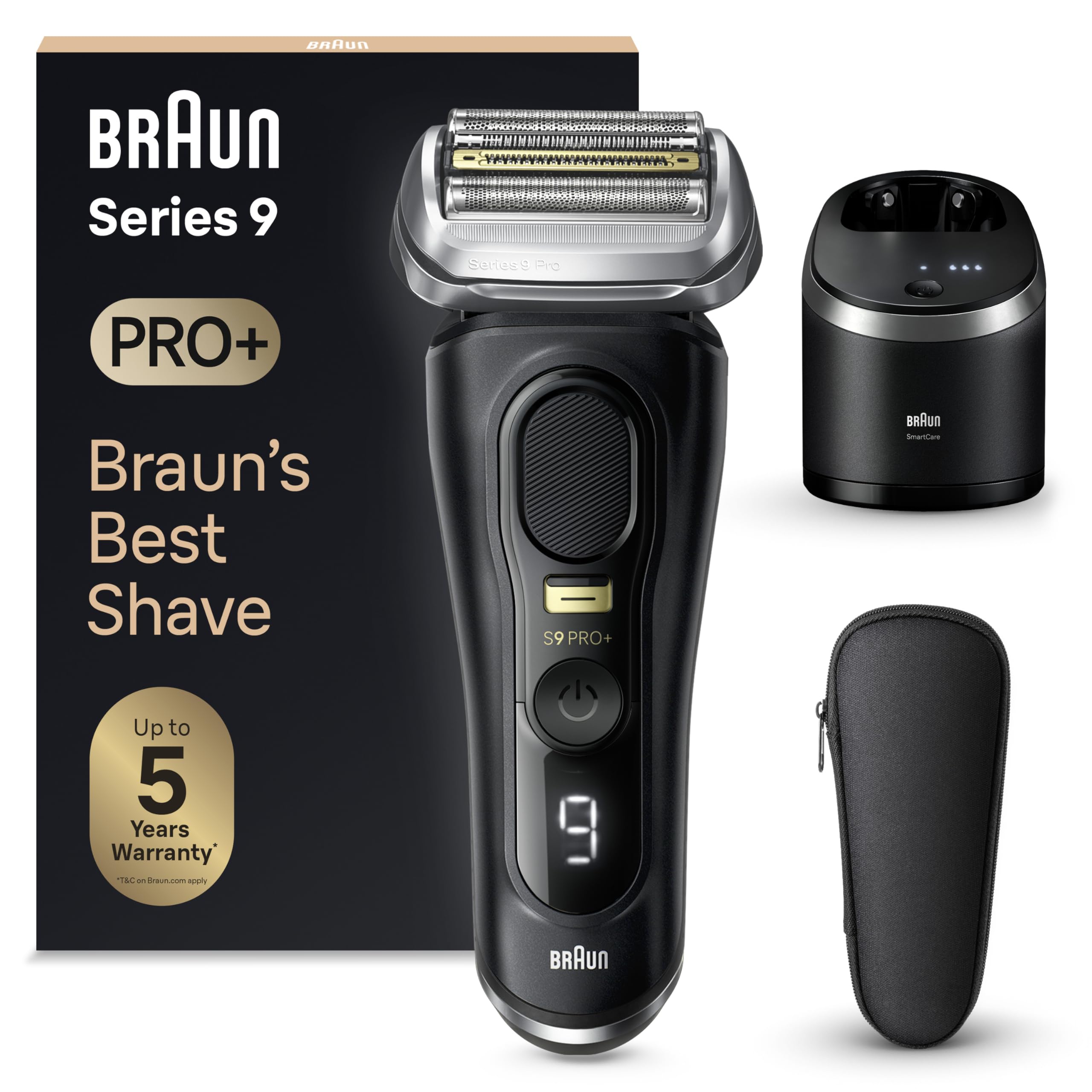 Braun Series 9 PRO +, Men's Electric Beard Trimmer, Precision Trimmer, Travel Case, Flexible Blades, SmartCare, Waterproof, Lithium Ion Battery, Gift Idea, 9560cc Black