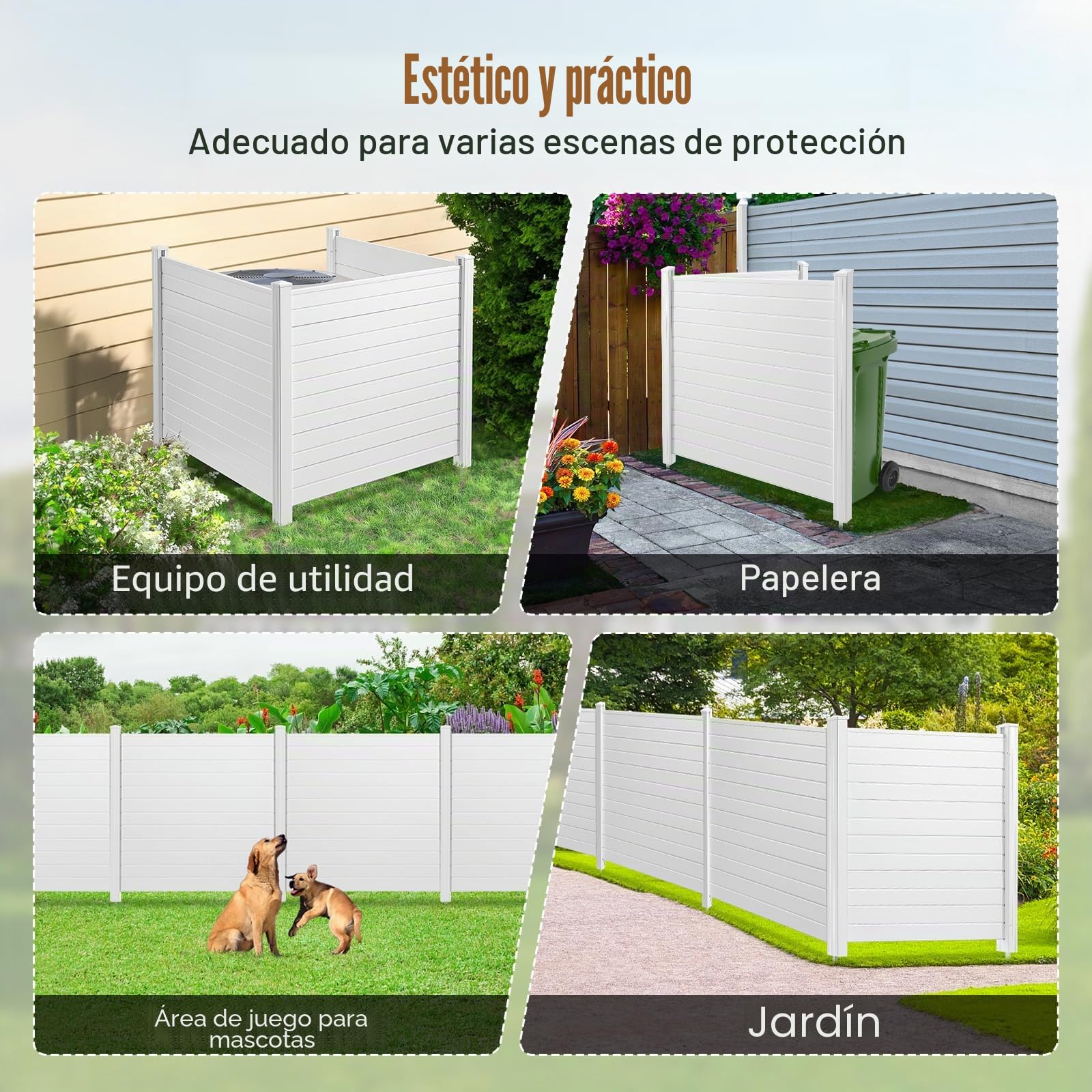 VEVOR Paneles de Valla de Privacidad de Vinilo 127x127 cm Valla de Aire Acondicionado Pantallas de Privacidad para Exteriores, Recinto para Equipos de Piscina, Kit de Paneles de Rejilla (3 Paneles)