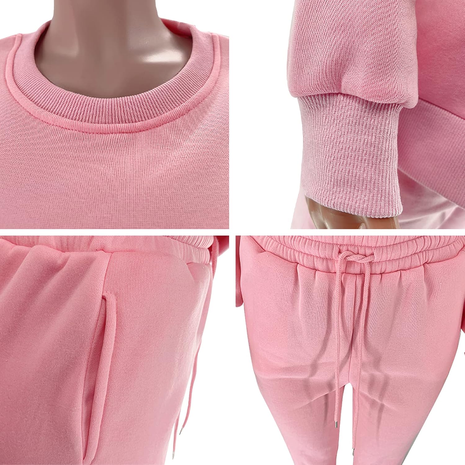 Women's Pullover Tracksuit Fleece Sweatshirt Jogging Pants 2 Pieces Sweatsuits - Image 5