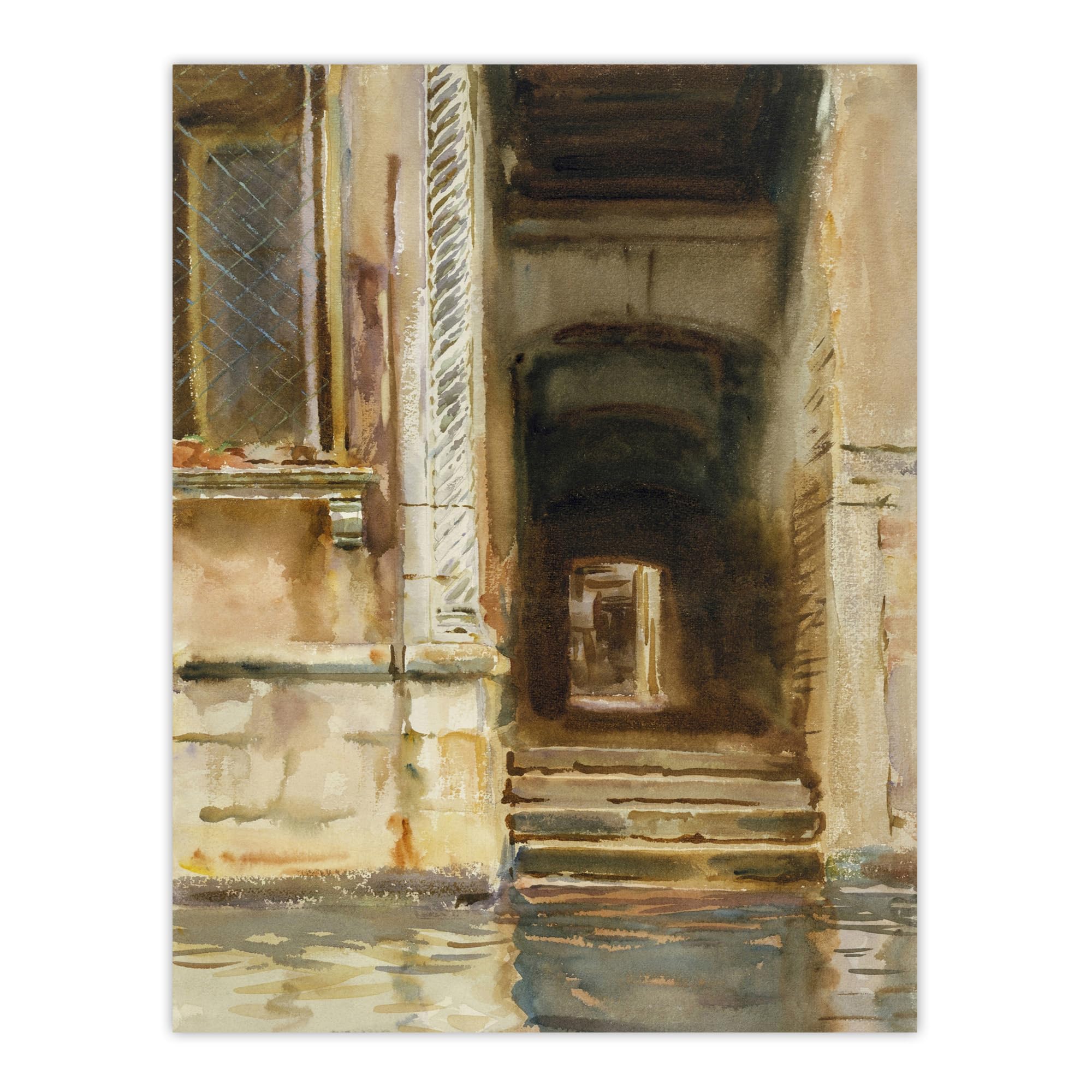 Artery8 Venetian Passageway Watercolour Sargent Wall Art Poster Print 12X16" Size 12