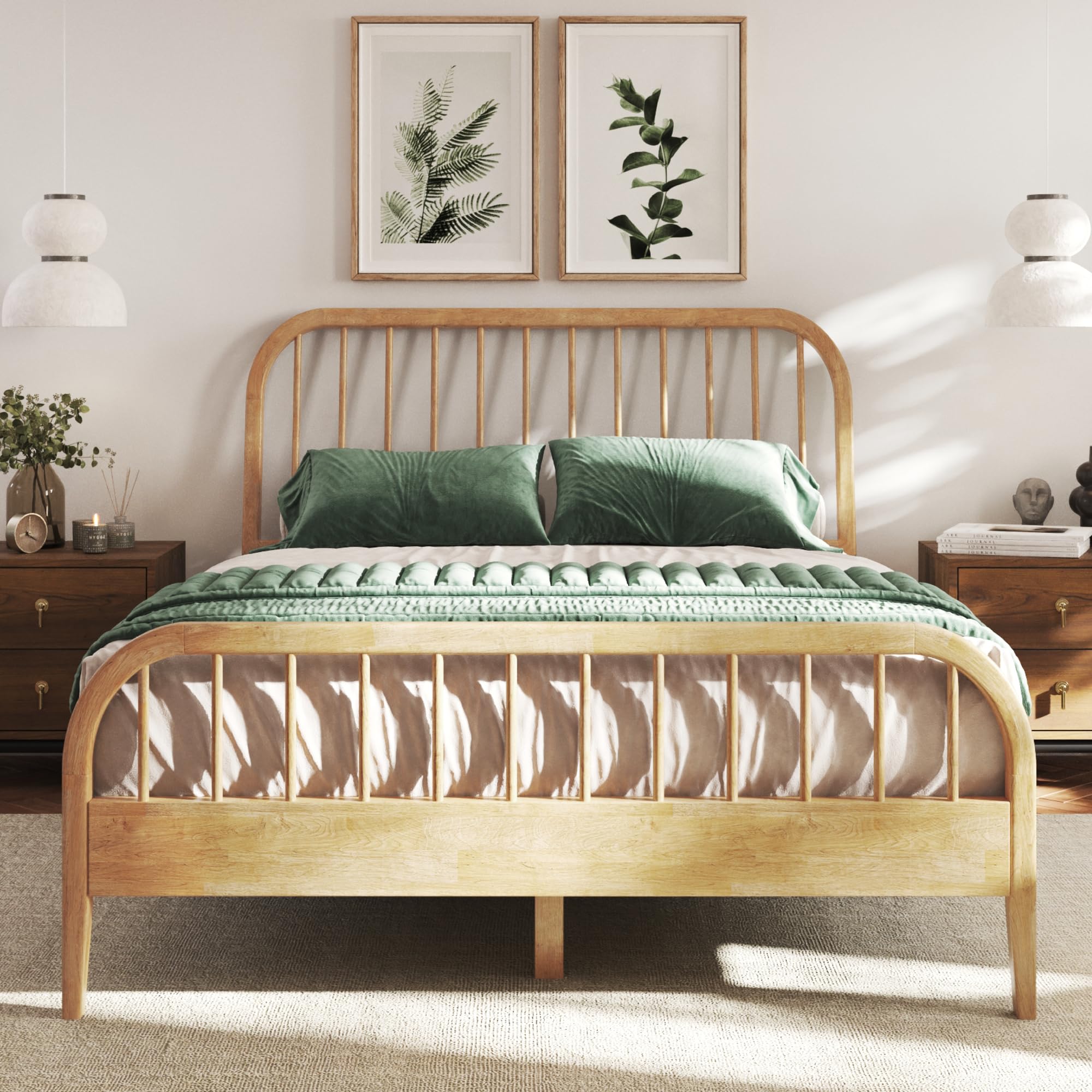 DG Casa Wesley Full Size Bed Frame, Natural Finish, assembled.