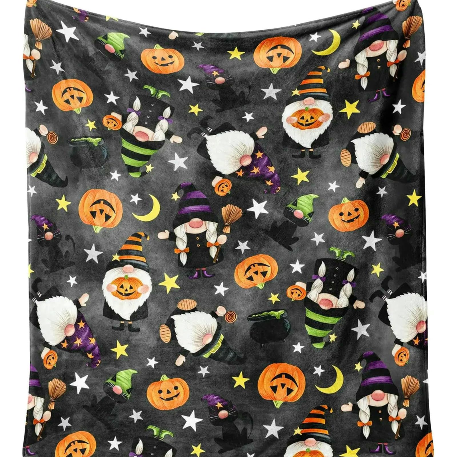 Koc Halloween różowa dynia duch grzyb polar jesień Święto Dziękczynienia dom wiejski prezenty dla kobiet narzuta koc - zielony-100 x 120 cm