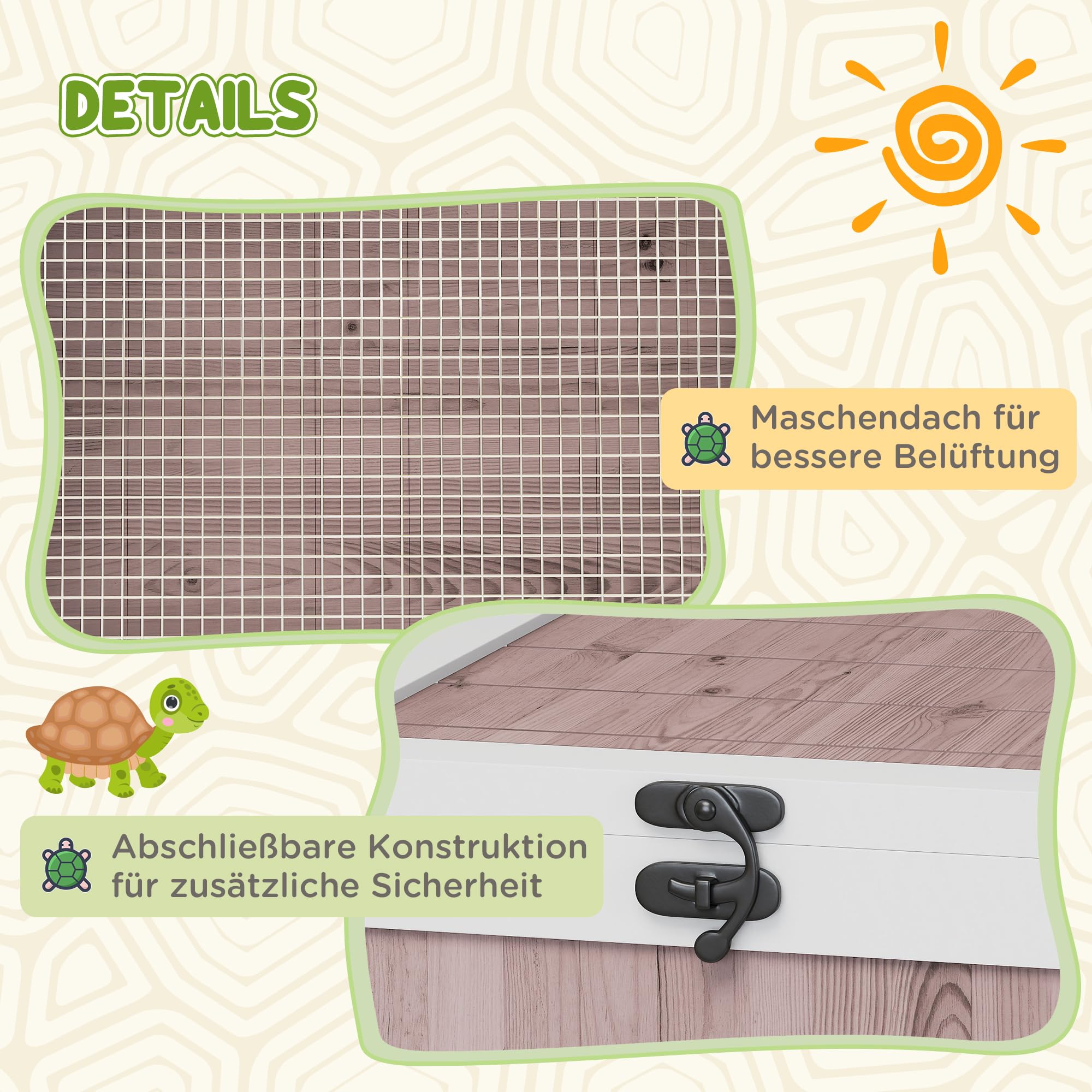 Domek dla żółwi PawHut, zagroda z głównymi domkami, otwierany górny, zewnętrzny klatka dla gadów, terrarium dla żółwi, gadów, jaszczurek, węży, brązowy