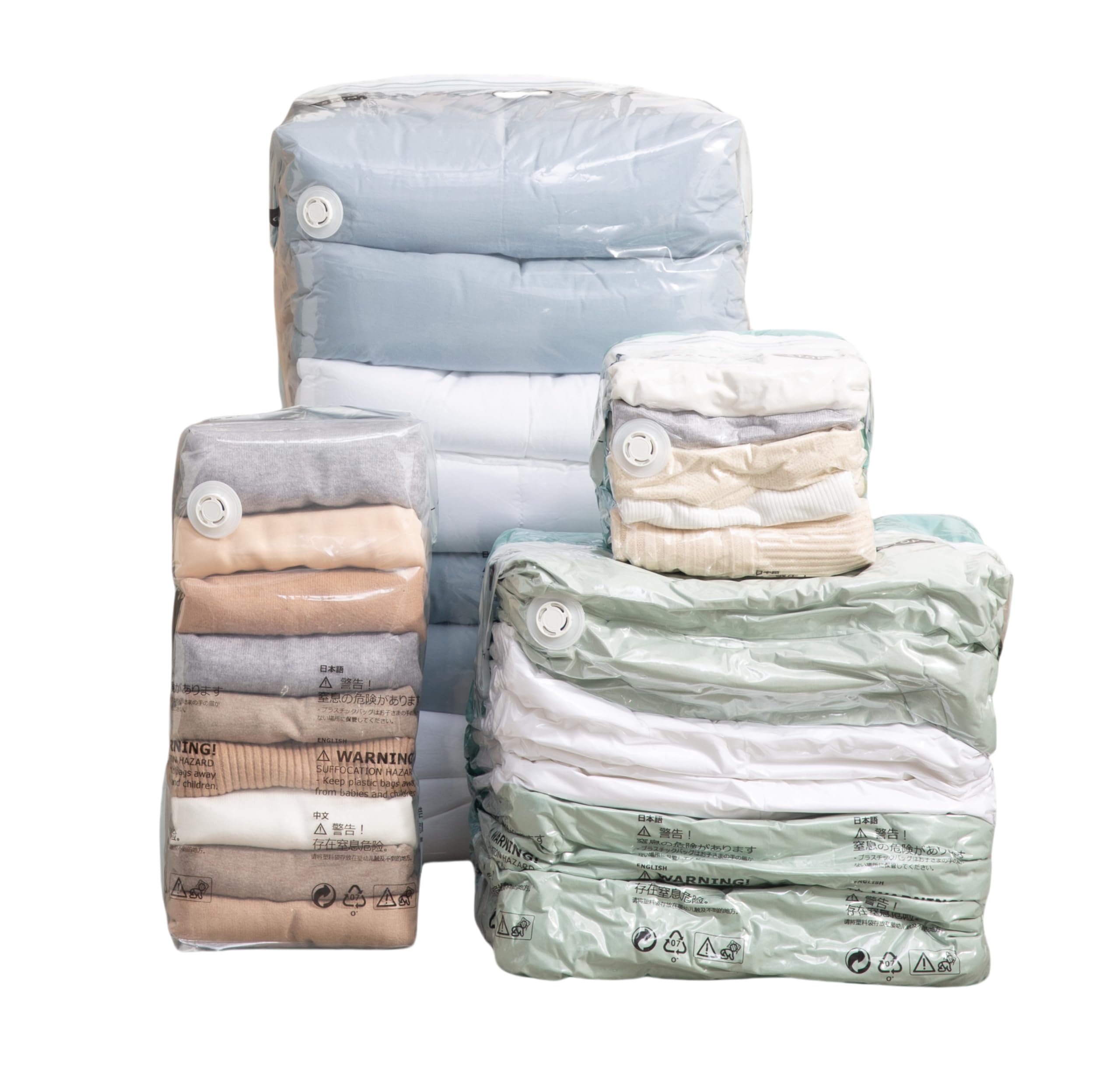 Vacuum Storage Bags for Clothing - NeatNest 6 Pack Cube Bags, 3 Medium + 3 Large, Box-Shaped Space Saver Bags with Vacuum or Hand Press, Durable PE+PA