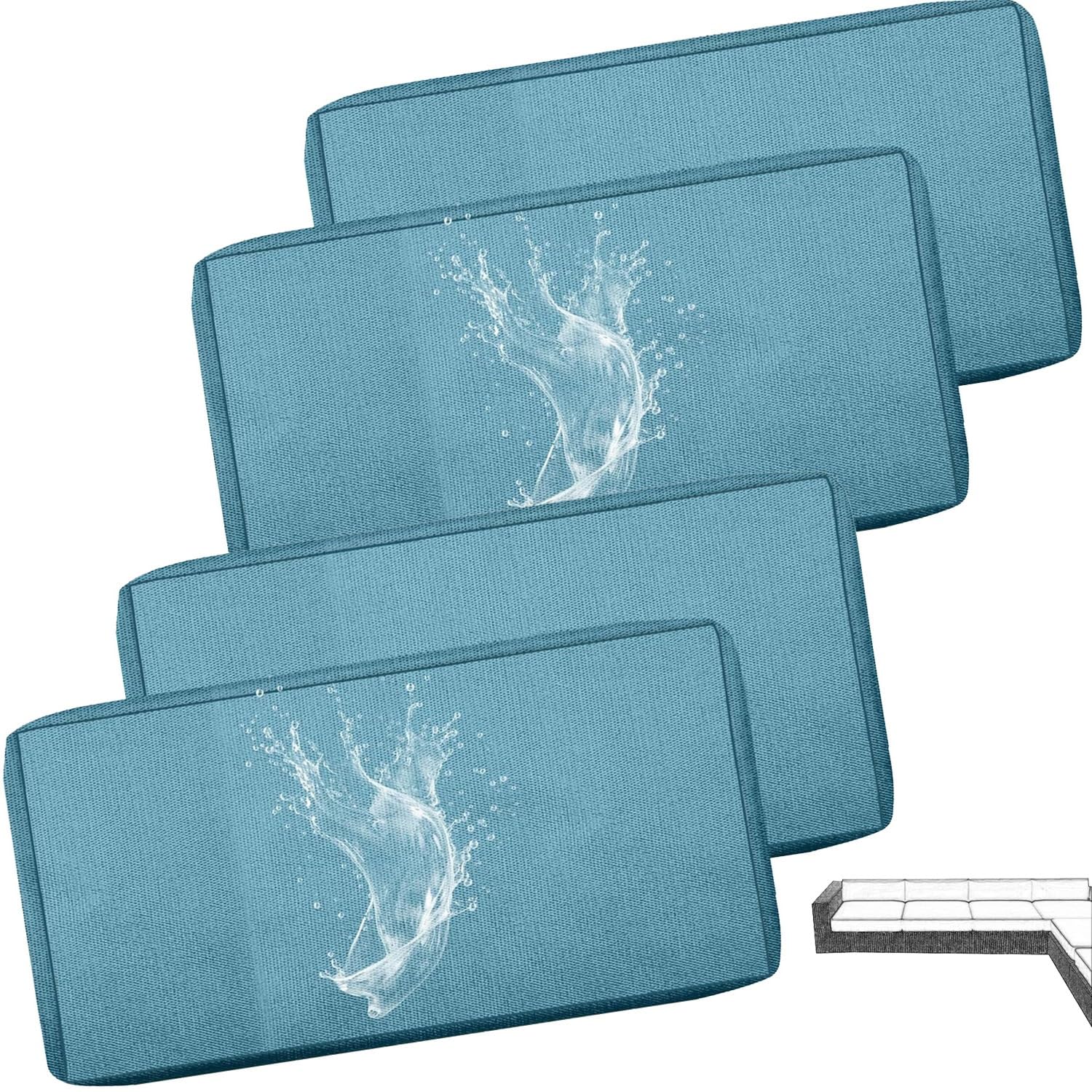 Waterproof Outdoor Seat Cushion Covers with Zipper Replacement Patio Sofa Pads Slipcovers Soft Washable Furniture Protectors Covers for L Sofa/Corner