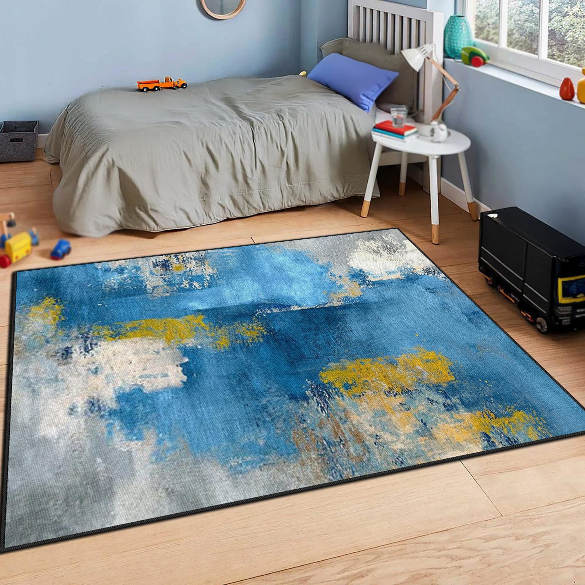 Alfombra de Salón Antideslizante Lavable Tapete Pelo Corto 150 x 190 cm | Grande Gaming Alfombra Habitacion Moderna Suave, para Sala de Estar, Dormitorio, Comedor y Pasillo
