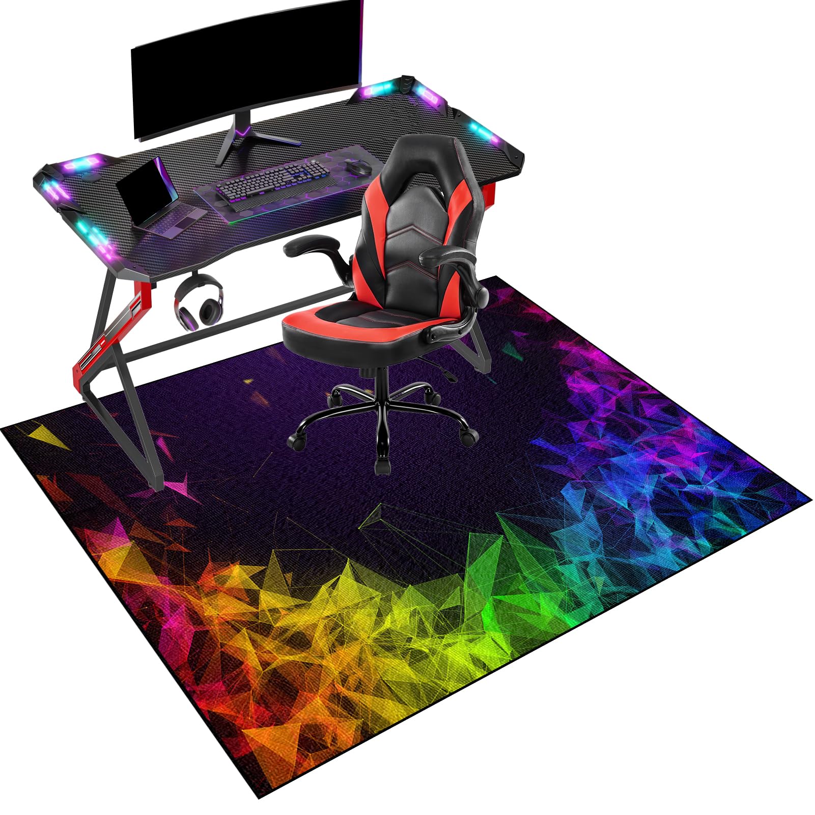 Fcenghox 431A Gaming Chair Mat For Carpet Floor, Office Chair Mat For Hardwood Floors, Desk Chair Mat For Rolling Chair, Low Pile Gaming Floor Mats, Multi-Purpose Carpet Protector For Home Office 70 X 100 Cm