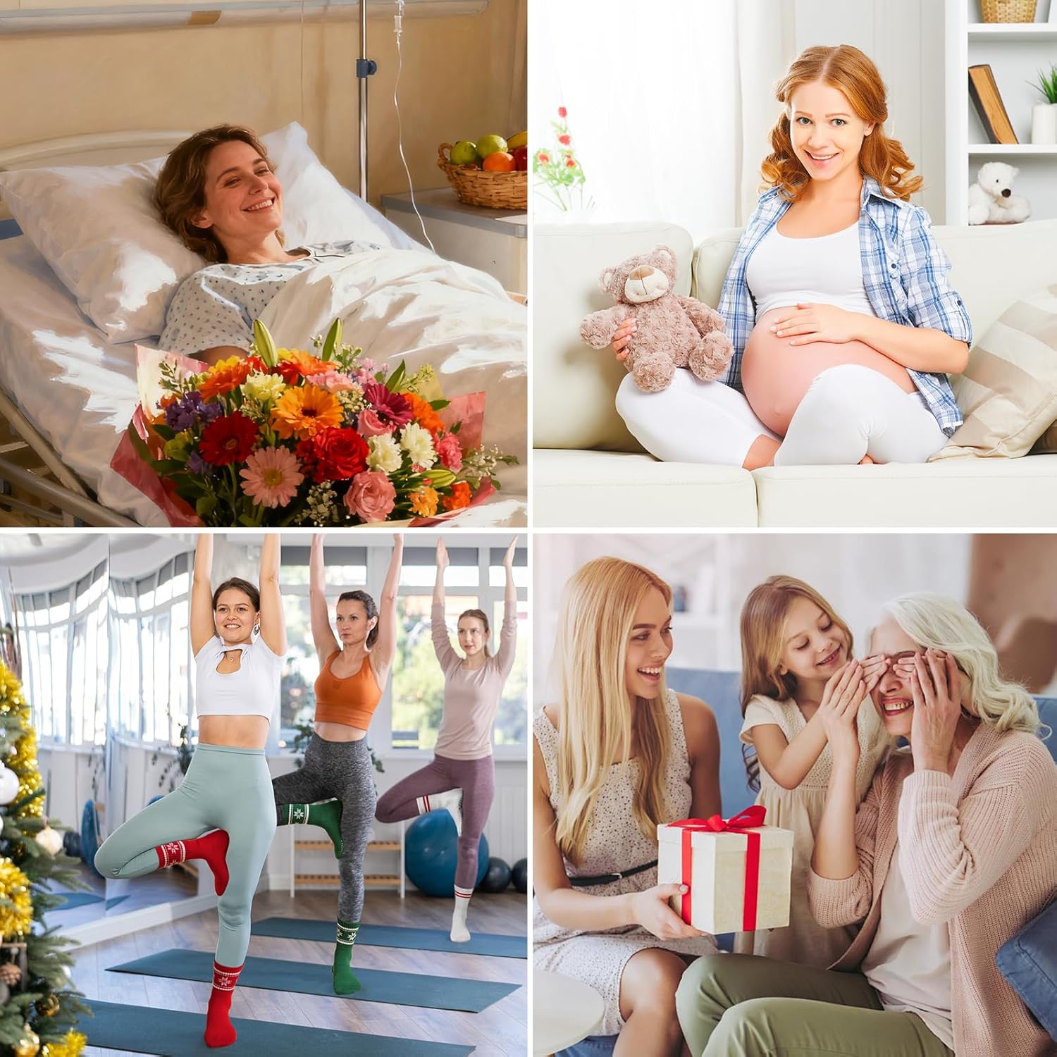 Toes Home Cute Pilates Socks with Grips for Women, Christmas Gifts Non Slip Socks for Yoga Barre Workout Sticky Crew Socks 3 Pairs - Image 7