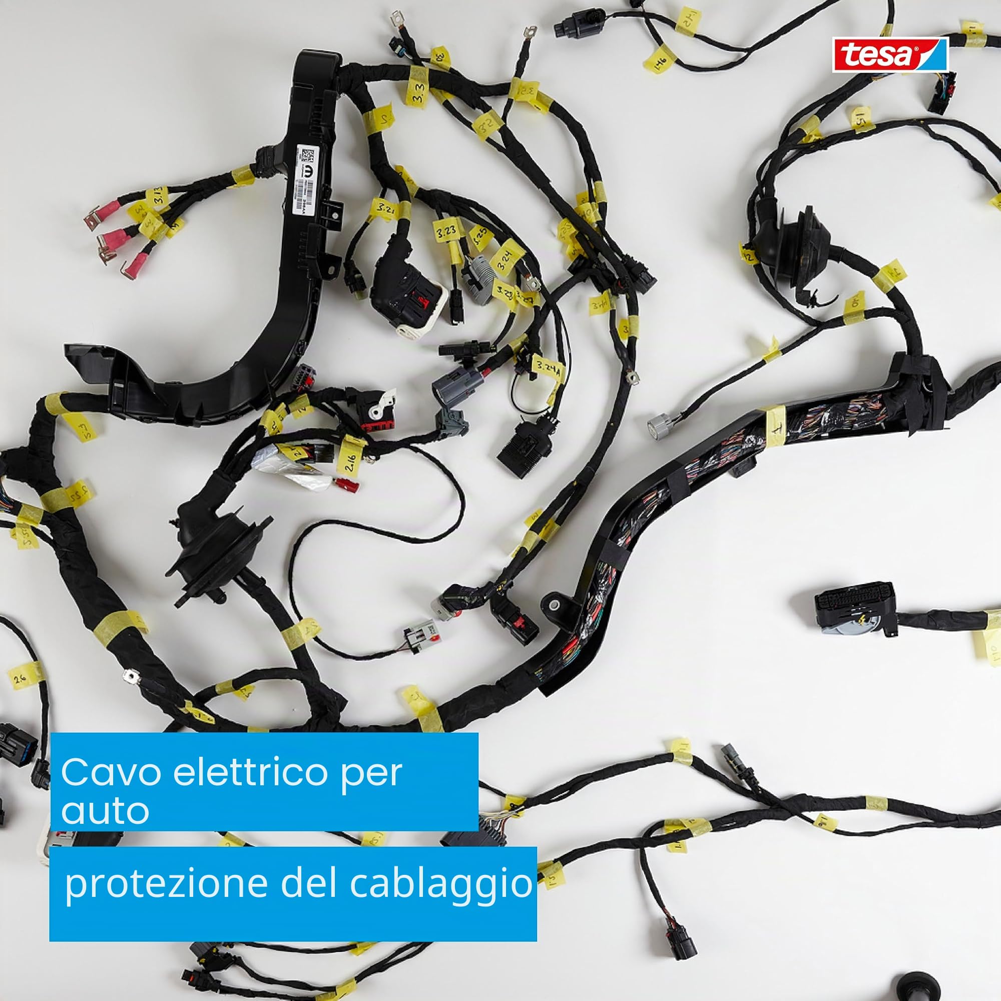 Tesa Nastro per cablaggio in tessuto PET [ignifugo] (51026): 3/4 in. x 27.3 yds. (Nero)